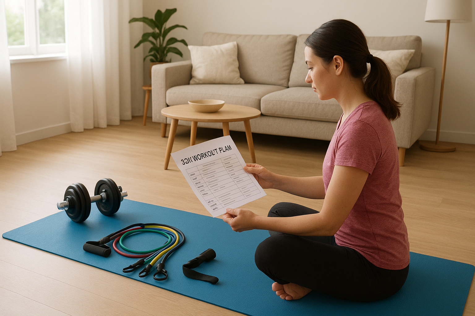 Beginner-friendly 3-day home workout plan with minimal equipment