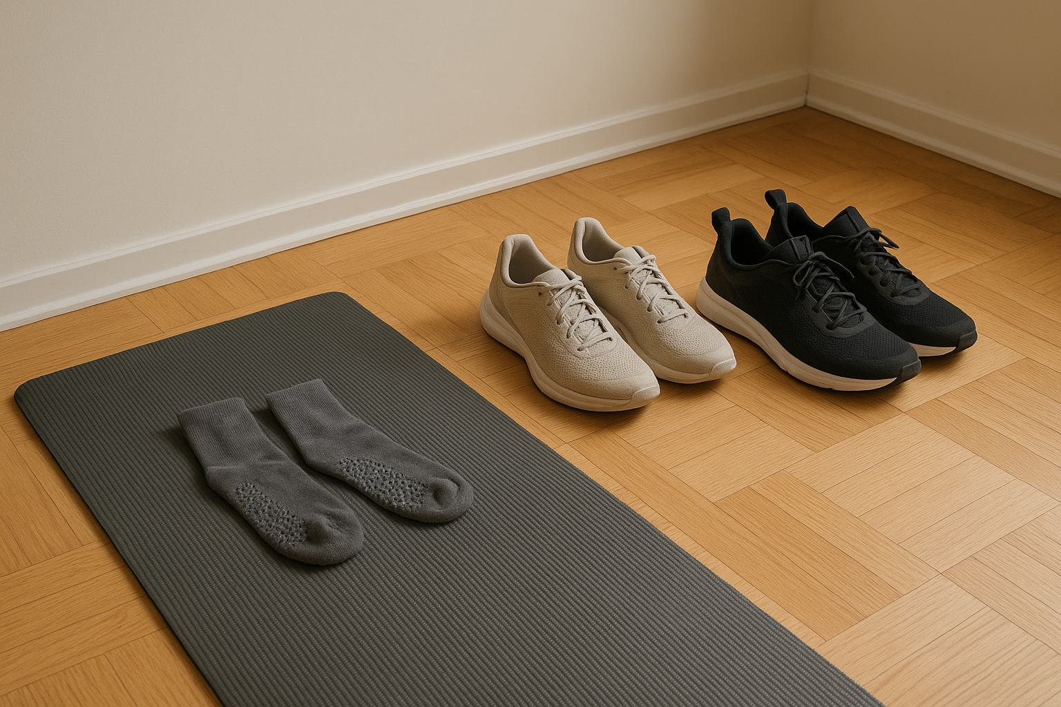 Home workout socks and indoor shoes: how to protect feet, joints and floors