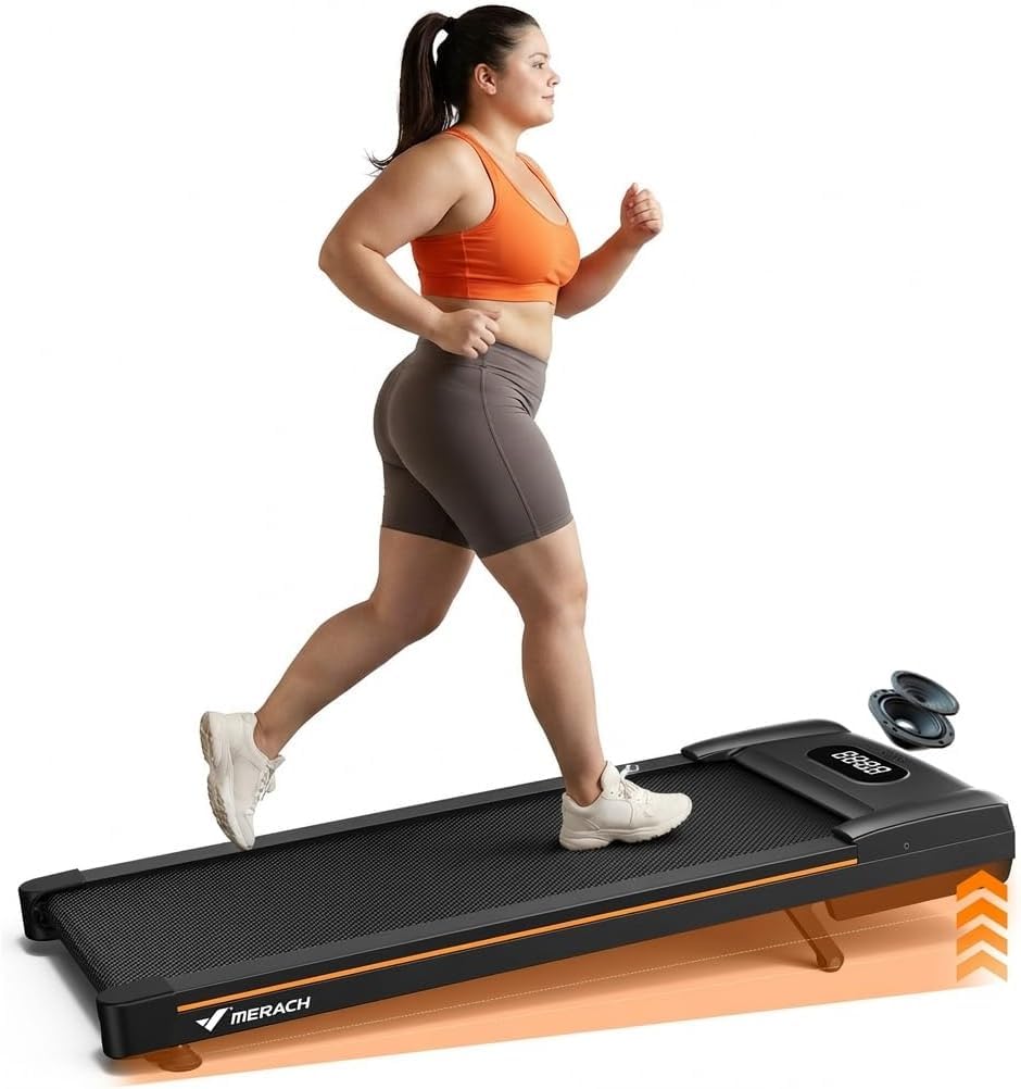 MERACH heavy duty walking pad treadmill with auto incline, compact home cardio with a strong Amazon price