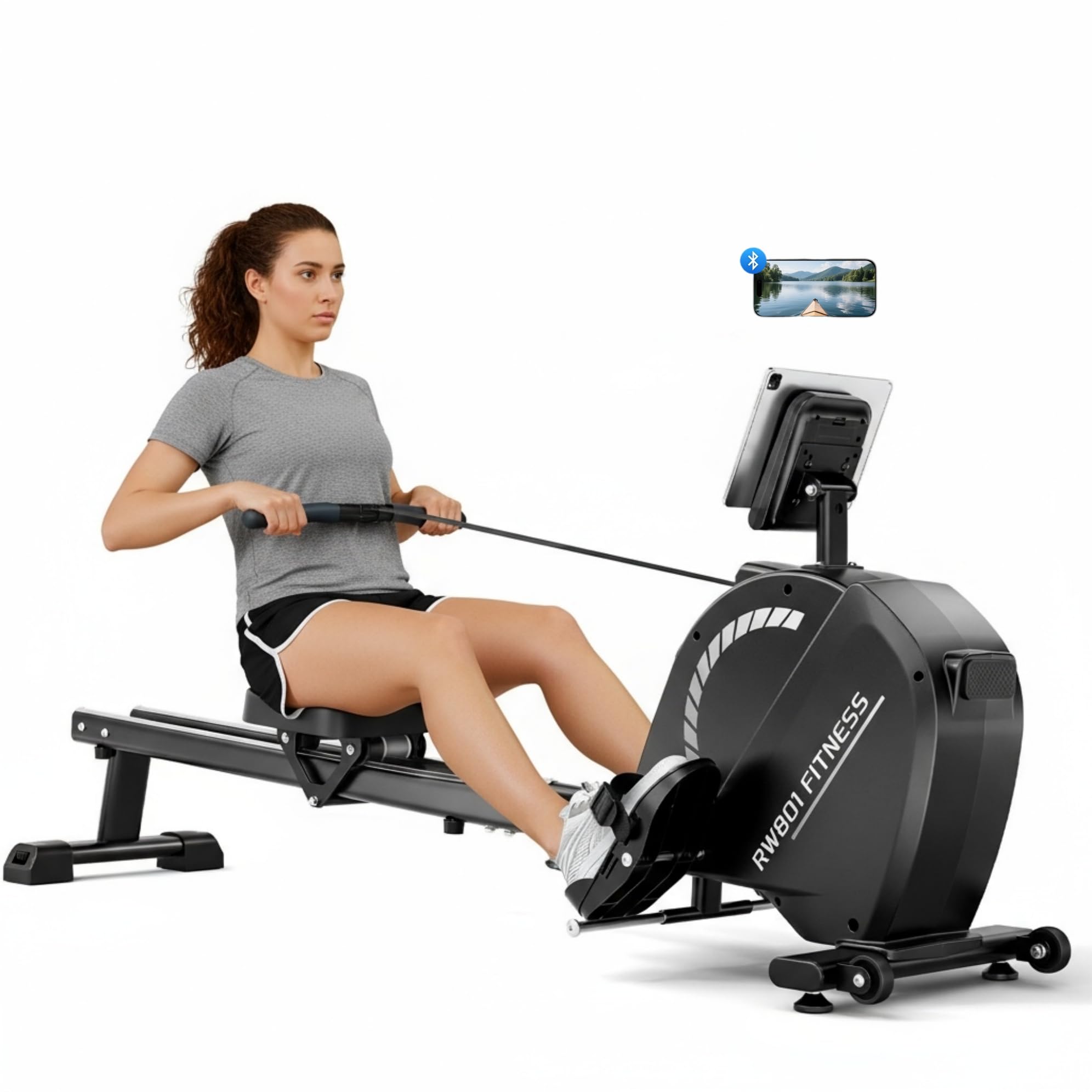 Dripex magnetic rowing machine for home, quiet dual-rail rower with app support on Amazon