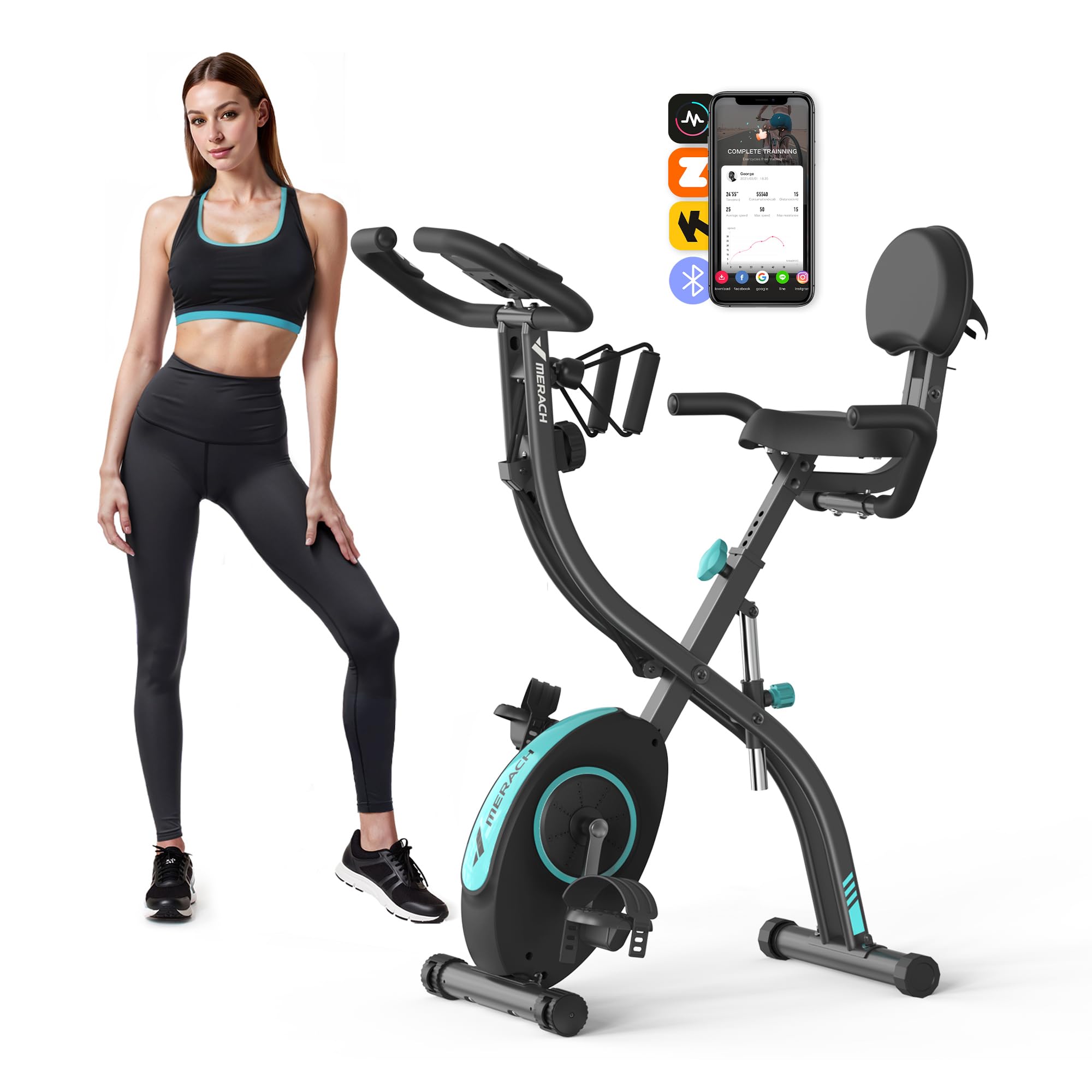 MERACH multifunctional foldable exercise bike, compact home trainer with customizable app plans now on Amazon