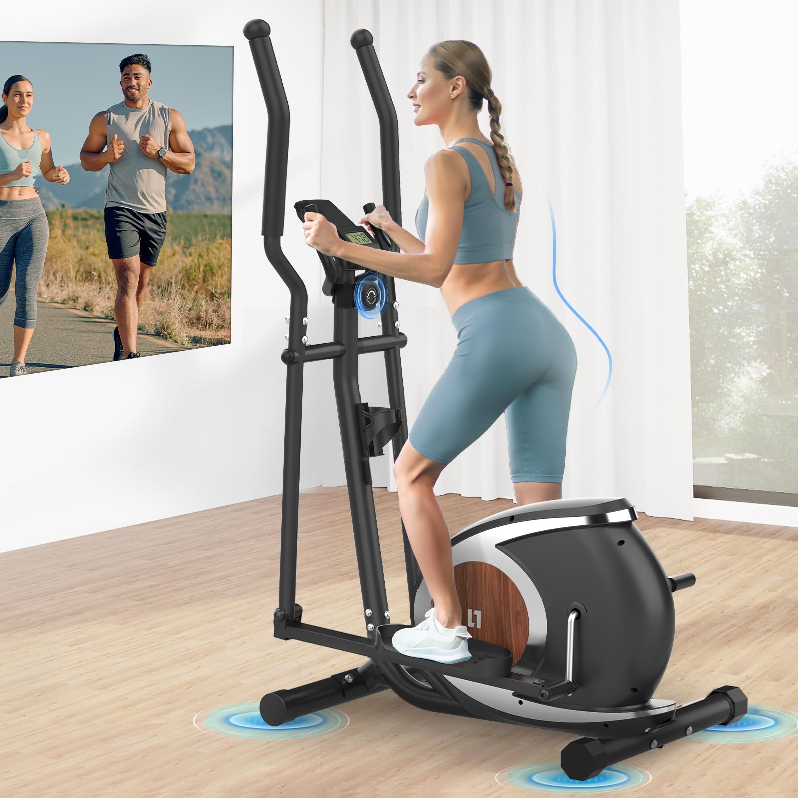 Neezee elliptical cross trainer for home use, ultra-quiet cardio machine with magnetic resistance in promo on Amazon