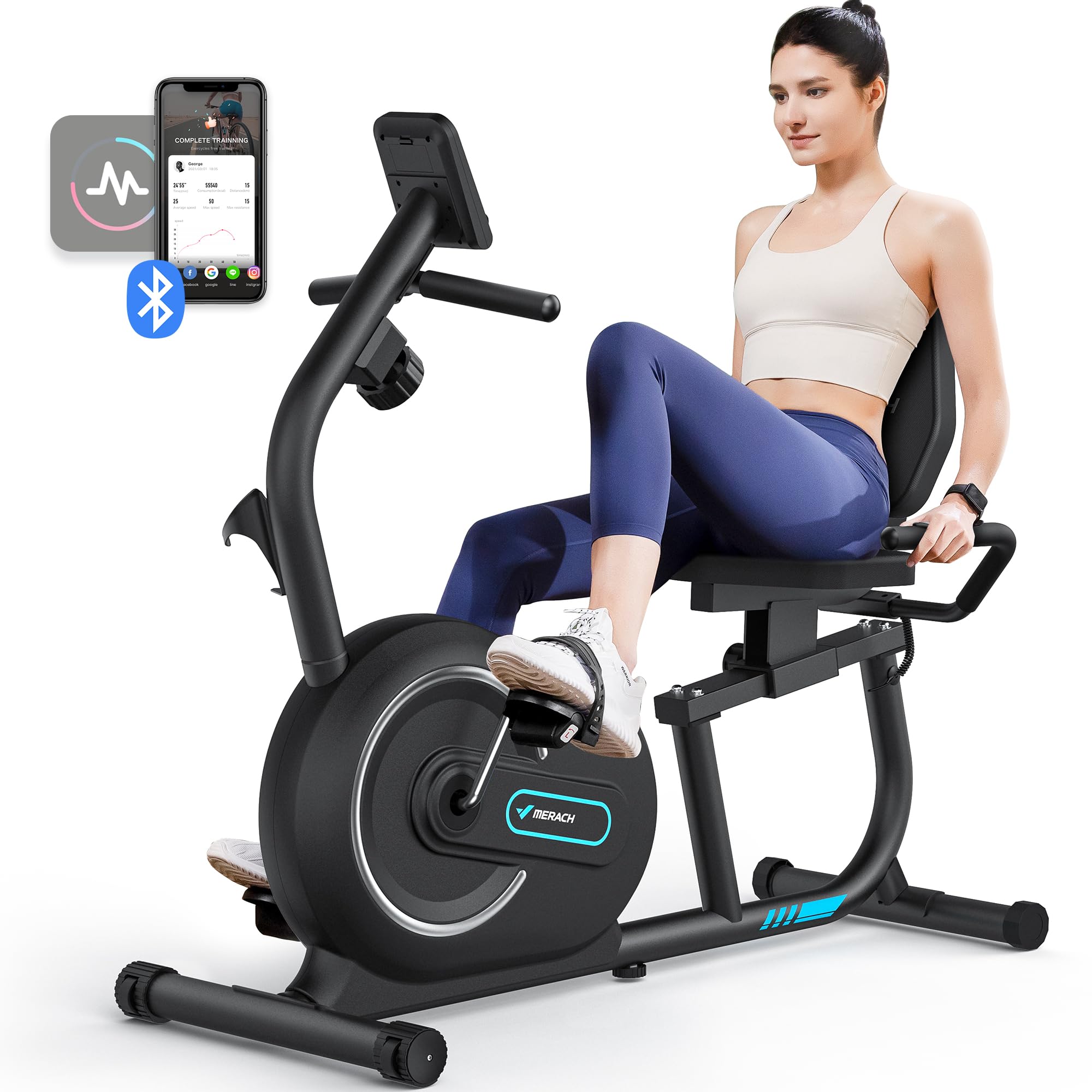 MERACH recumbent exercise bike for home with smart app, a quiet cardio station on Amazon at a standout price