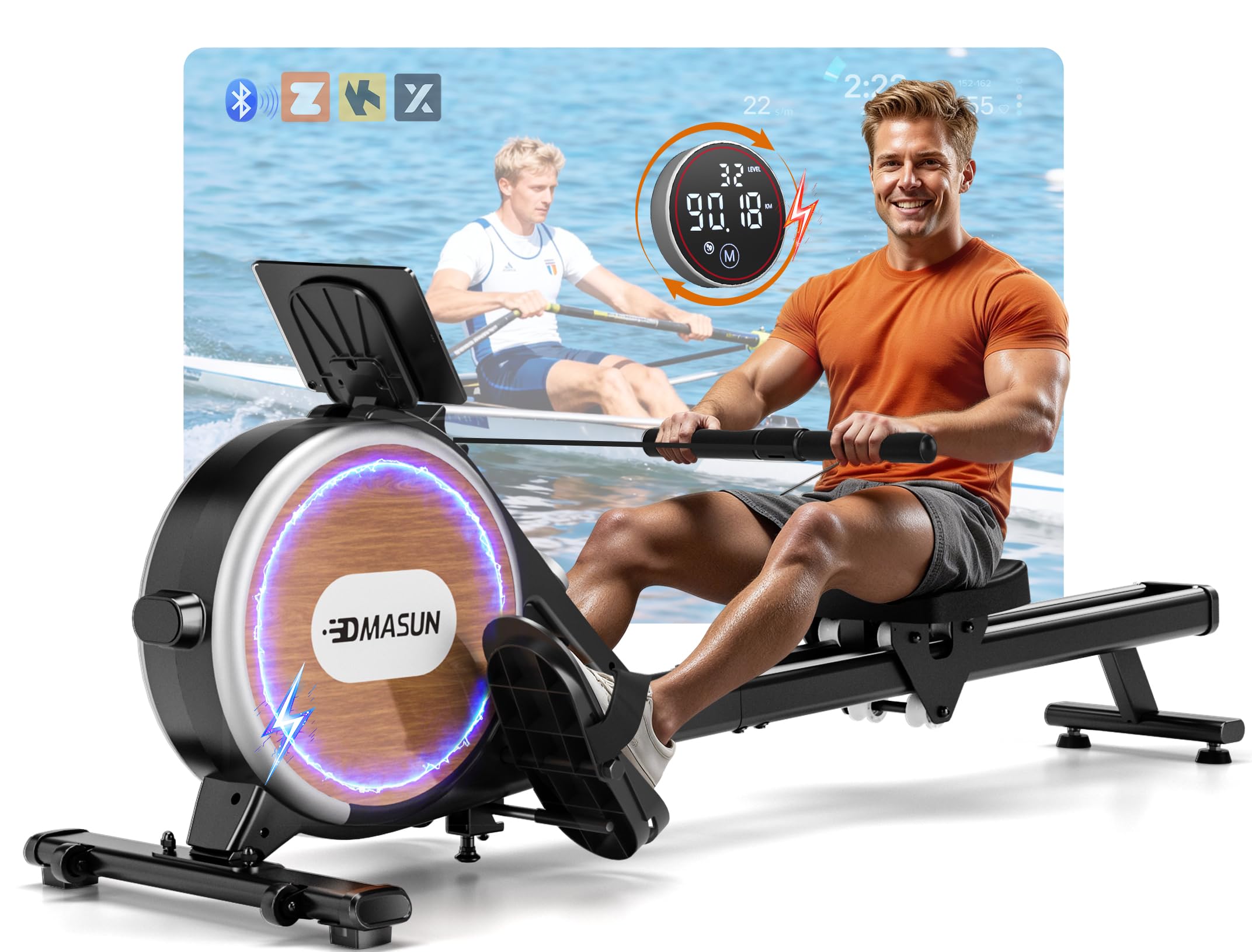DMASUN magnetic rowing machine 2026 upgrade, quiet double rail home rower in promo on Amazon