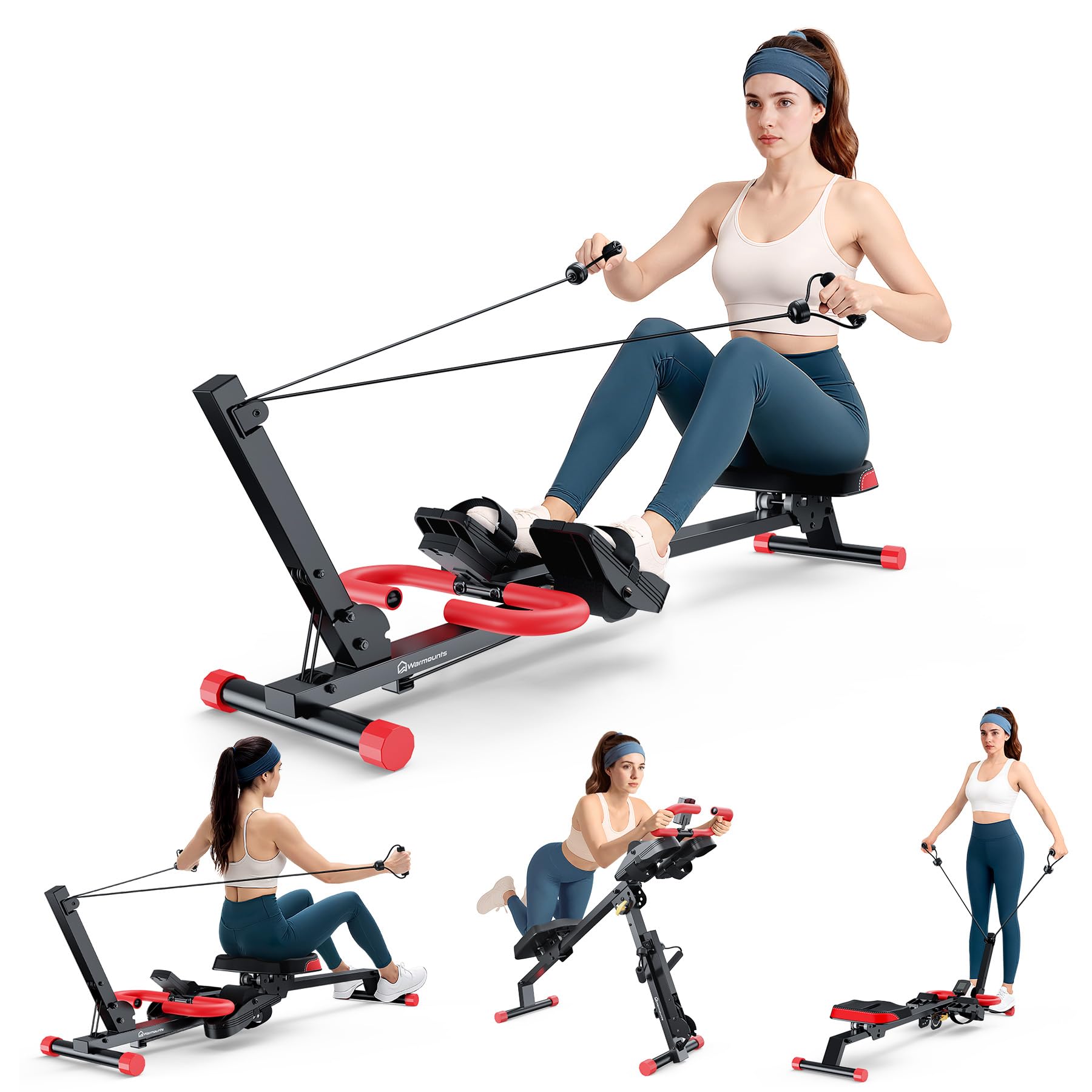 WARMOUNTS 4 in 1 rowing machine and ab trainer, multi-function home station in evidenza su Amazon