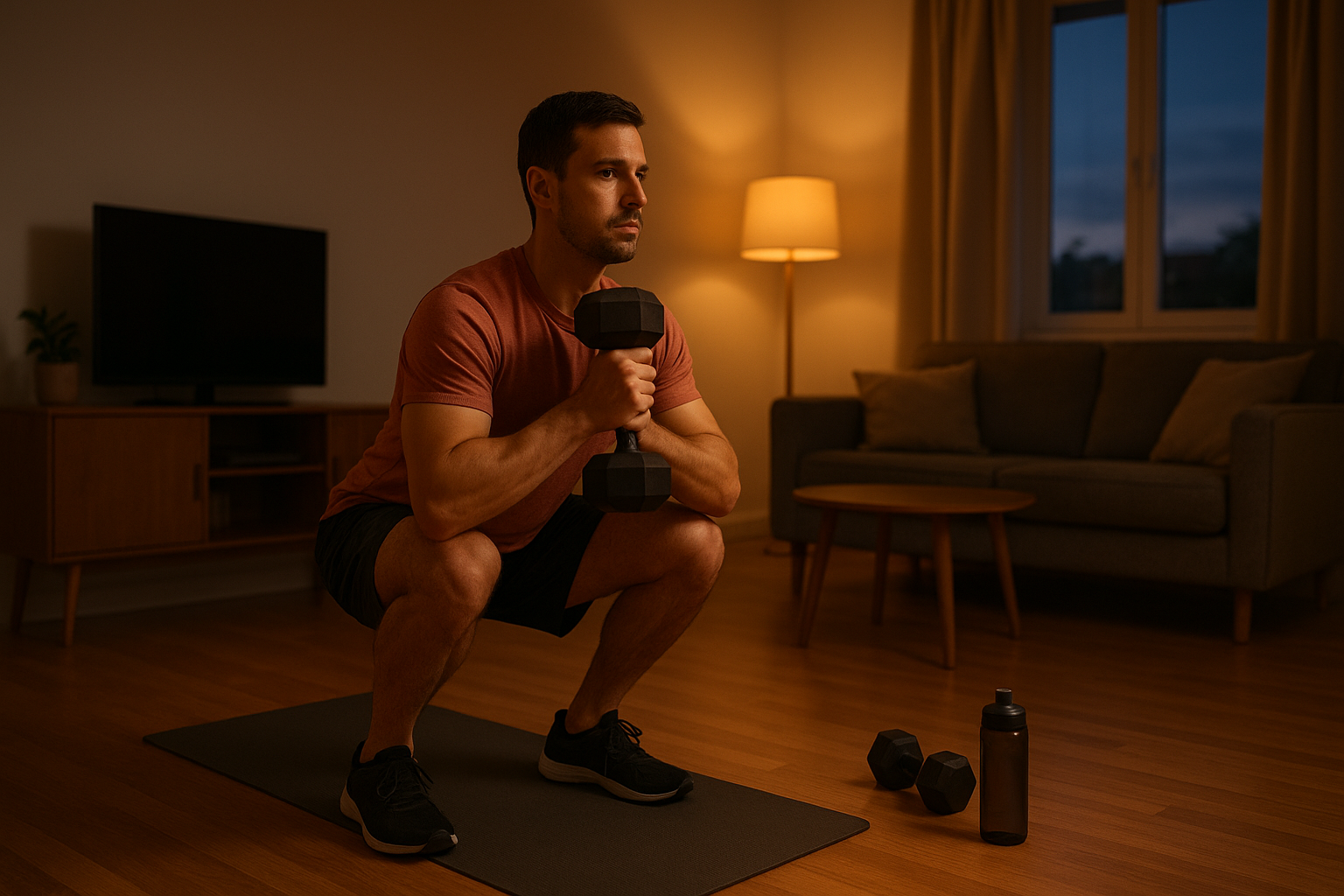 Home strength endurance finisher: 25-minute dumbbell and bodyweight session for busy evenings