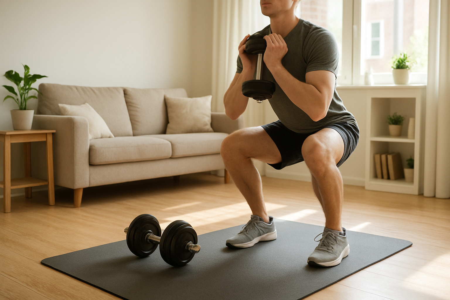 Balanced home workout split: 3-day weekly plan using only dumbbells and bodyweight