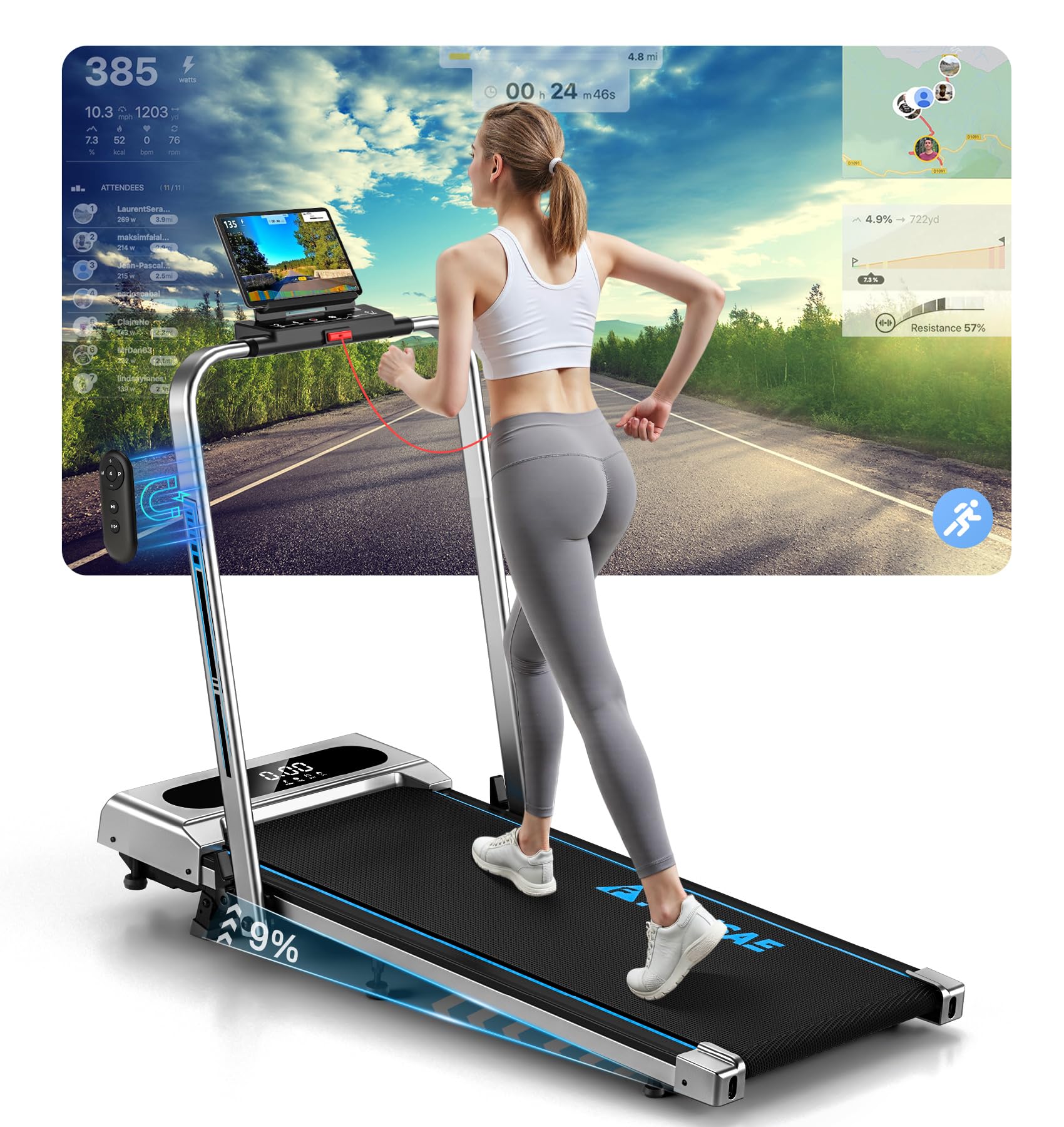 FOUSAE 4-in-1 walking pad with incline, space-saving treadmill for home and office in promo on Amazon
