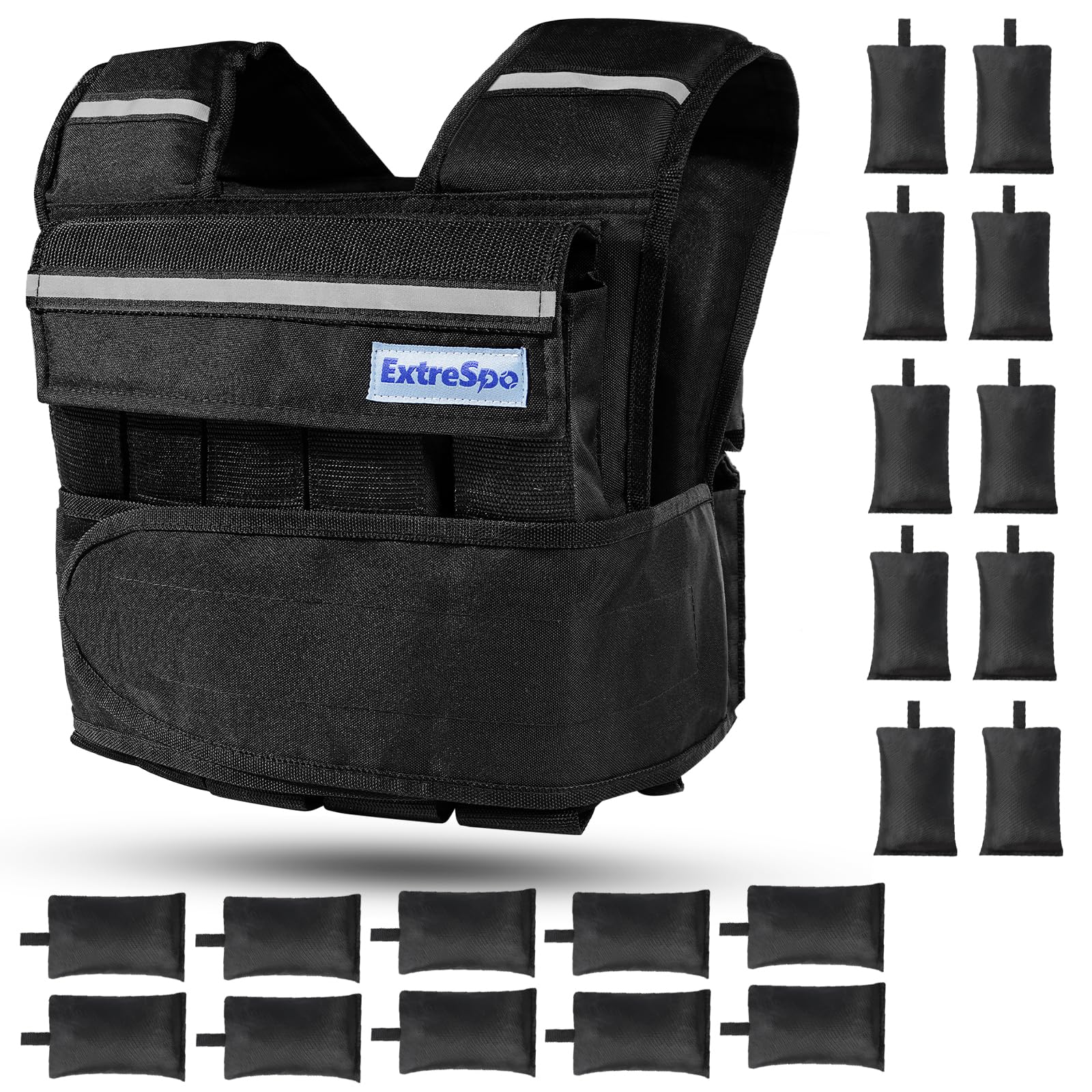 ExtreSpo 40 lb adjustable weighted vest, heavy duty training vest for home workouts in offerta su Amazon