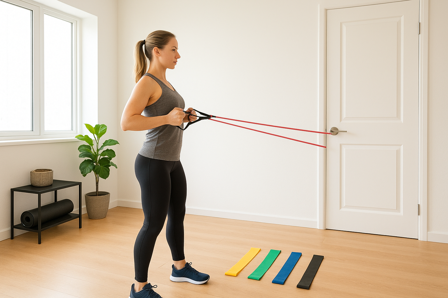 Beginner-friendly 4-week home strength plan using only resistance bands