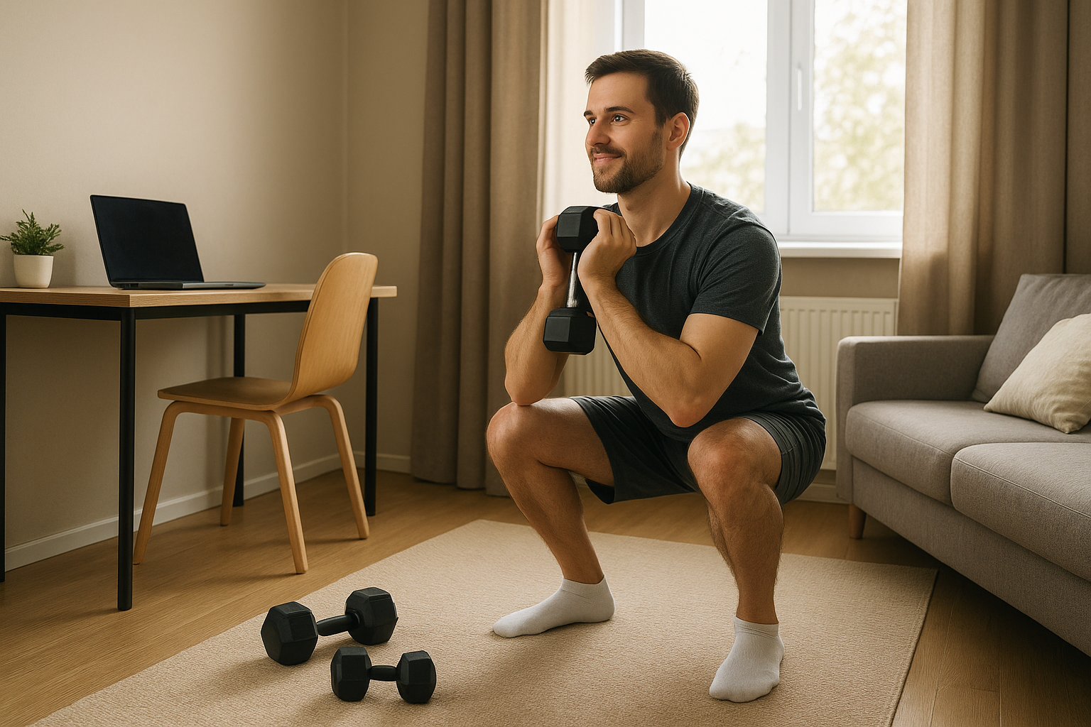 30-minute strength and mobility routine for home workers with just two dumbbells