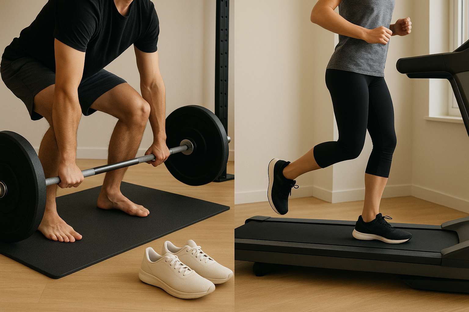 Barefoot vs cushioned shoes at home: what to wear for different types of workouts
