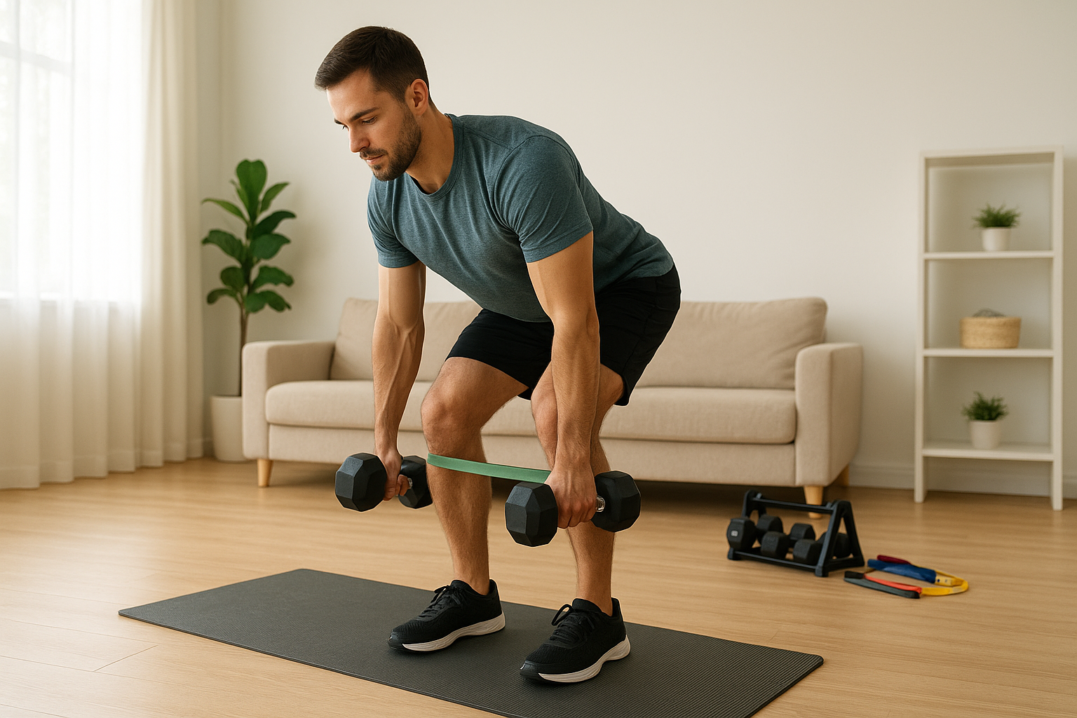 Dumbbell and resistance band home workout: 40-minute lower body strength plan