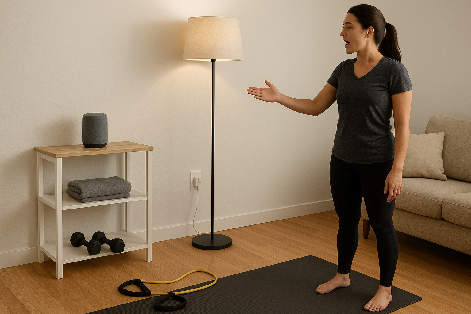How to set up a simple smart home gym using voice assistants and basic sensors