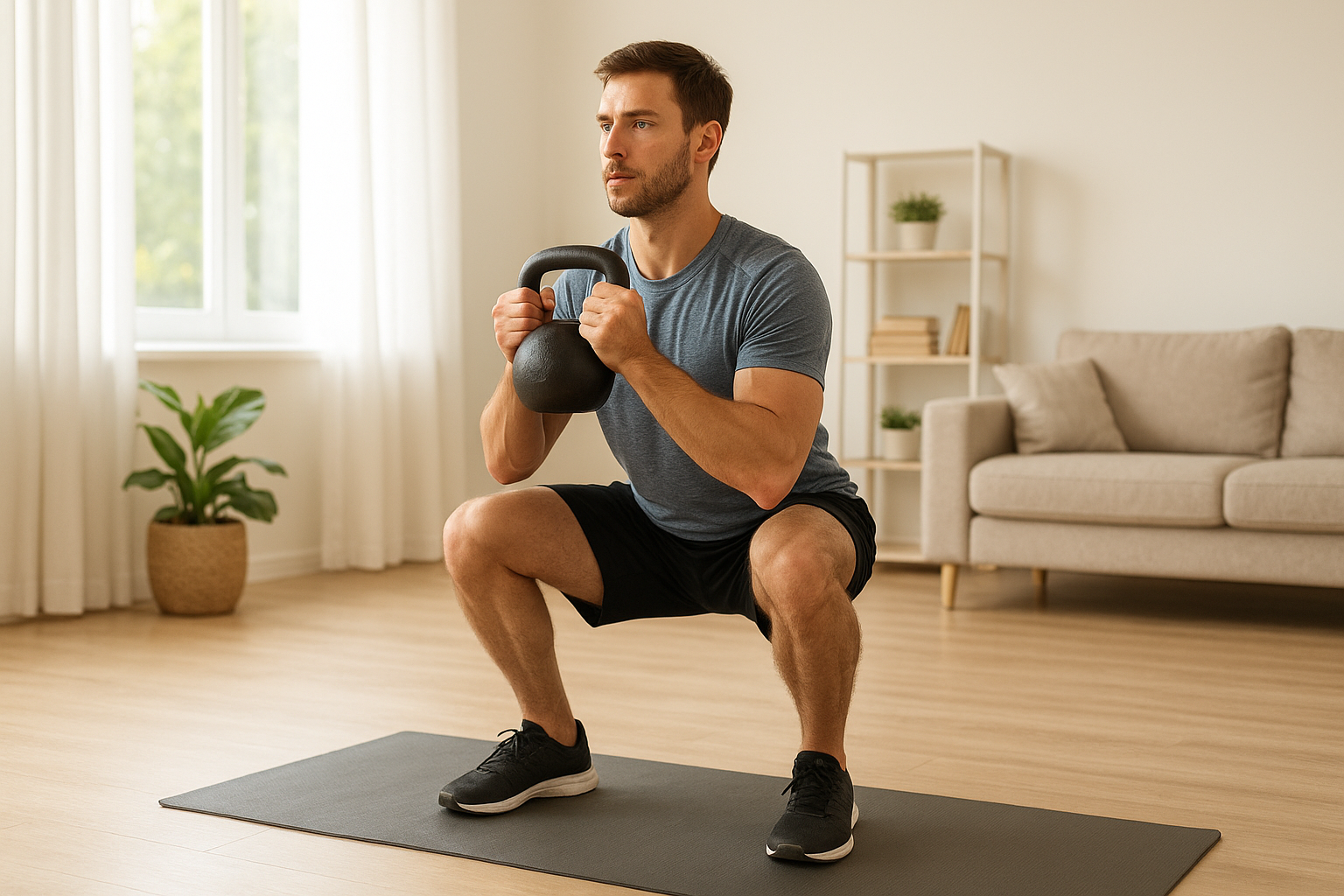 Full body home workout with a single kettlebell: 35-minute routine