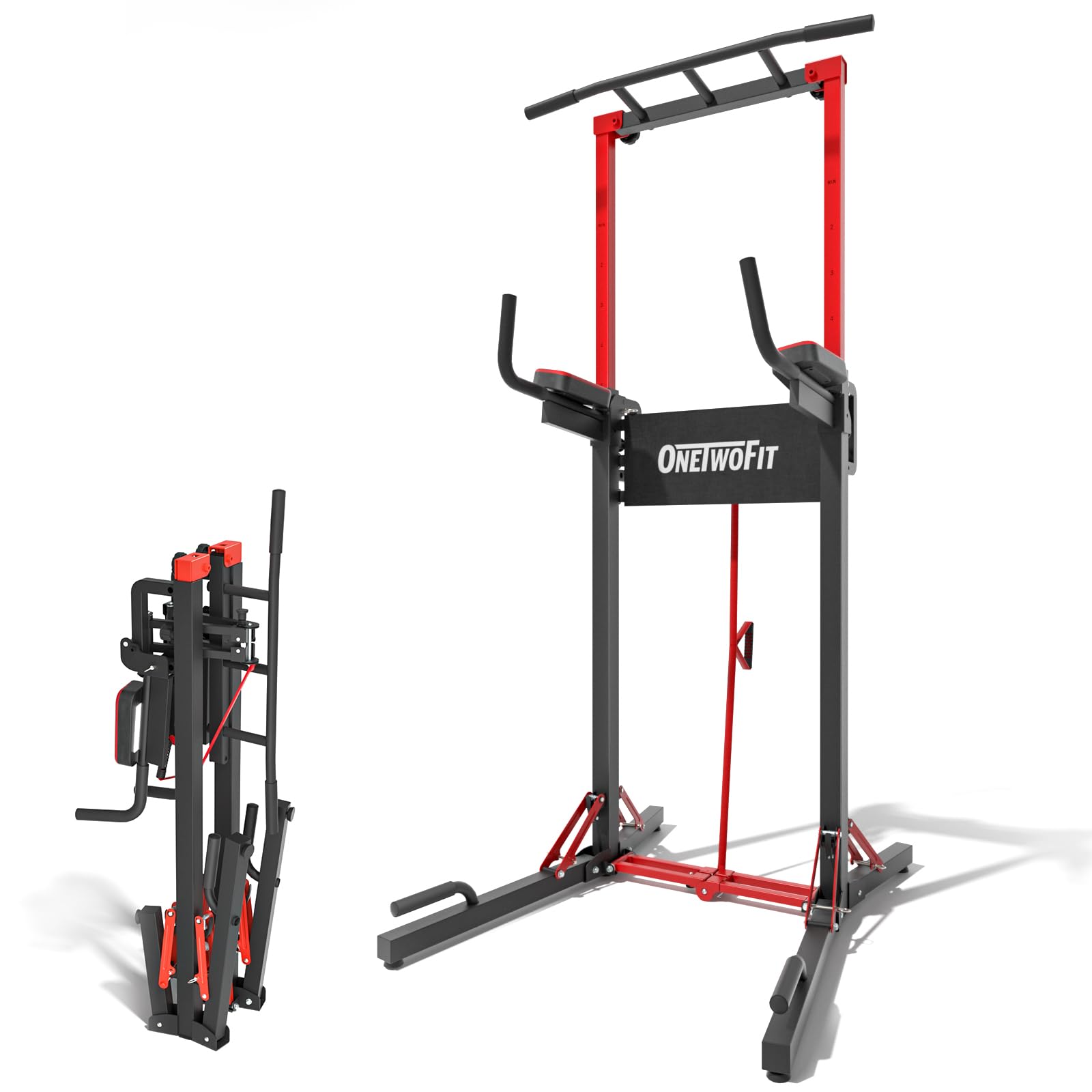 ONETWOFIT power tower pull up bar station, multi-function home strength station now in promo on Amazon
