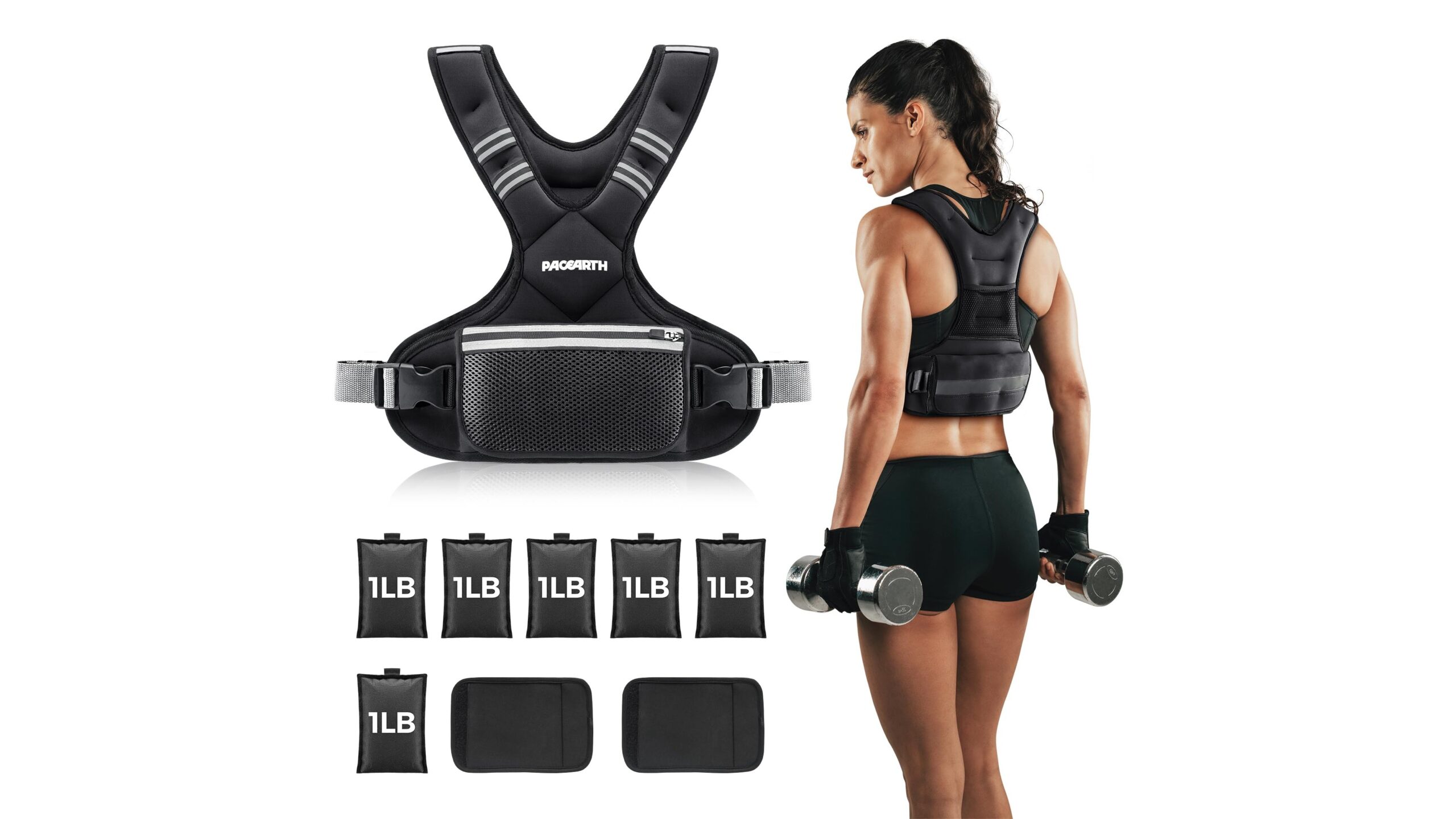 PACEARTH adjustable weight vest, add extra intensity to your home workouts