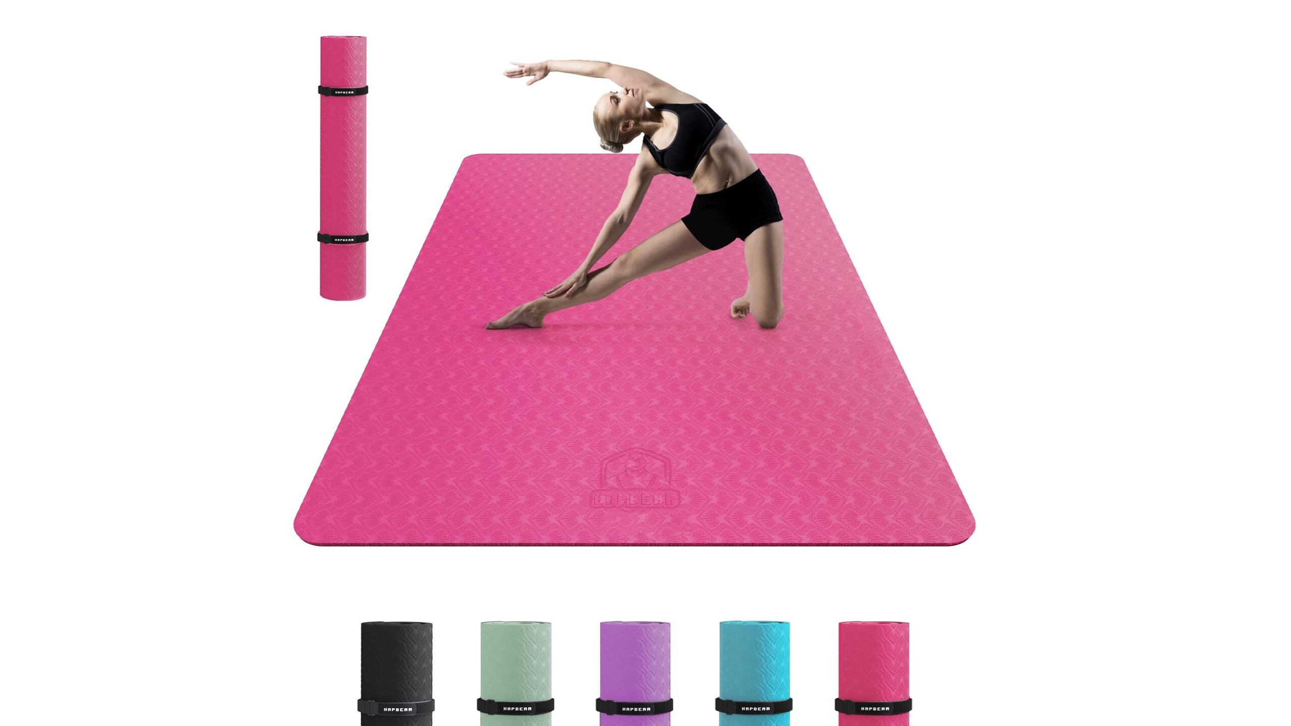 HAPBEAR large yoga mat, extra space and comfort for home workouts