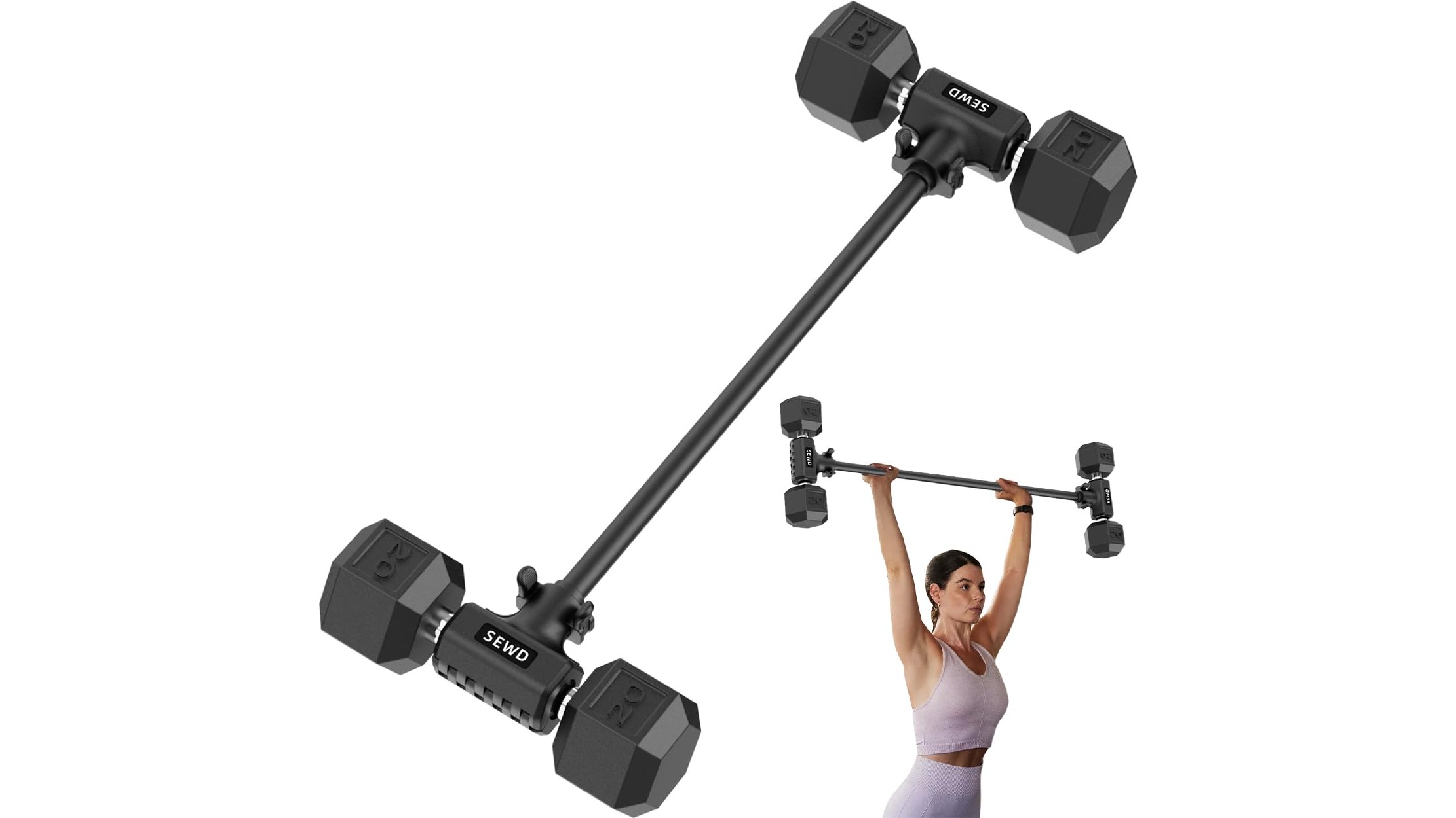 Dumbbell Converter by SEWD, turn your dumbbells into a barbell for full‑body home workouts with a sharp Amazon offer