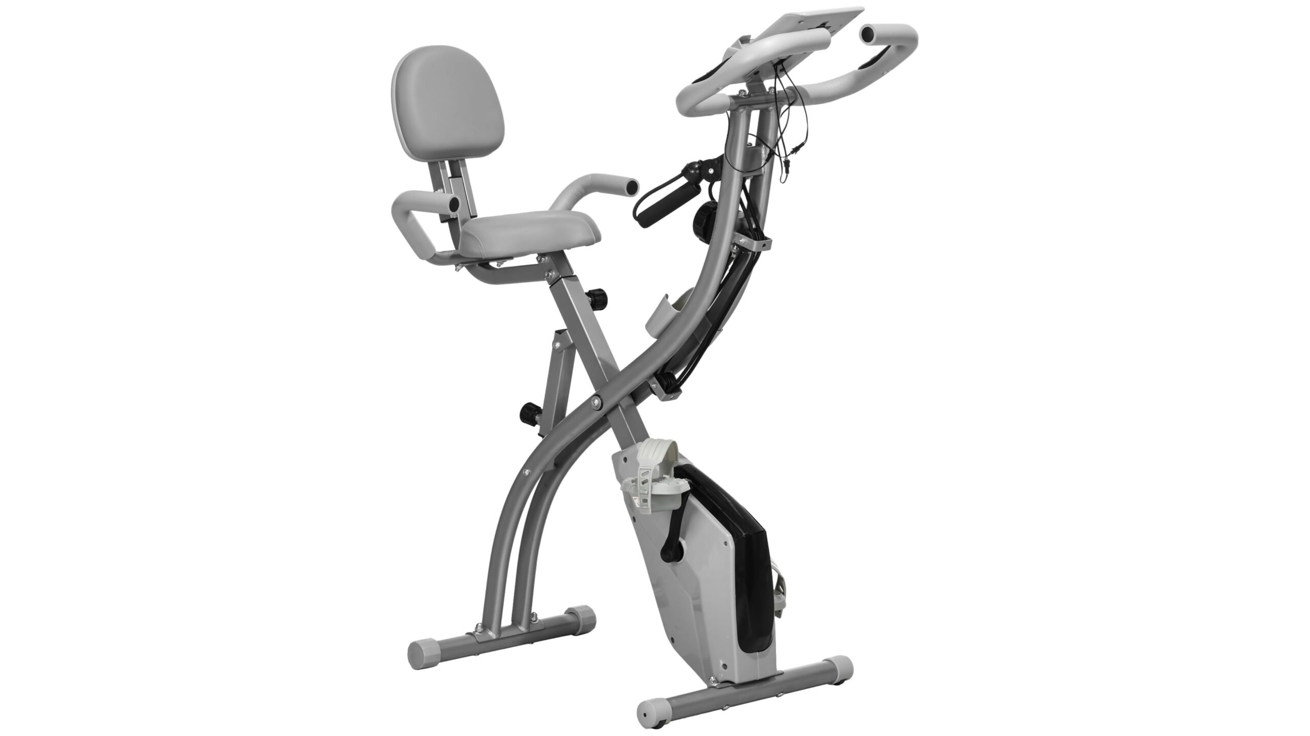 HOMCOM 3-in-1 folding exercise bike, the quiet home cardio station with resistance bands included
