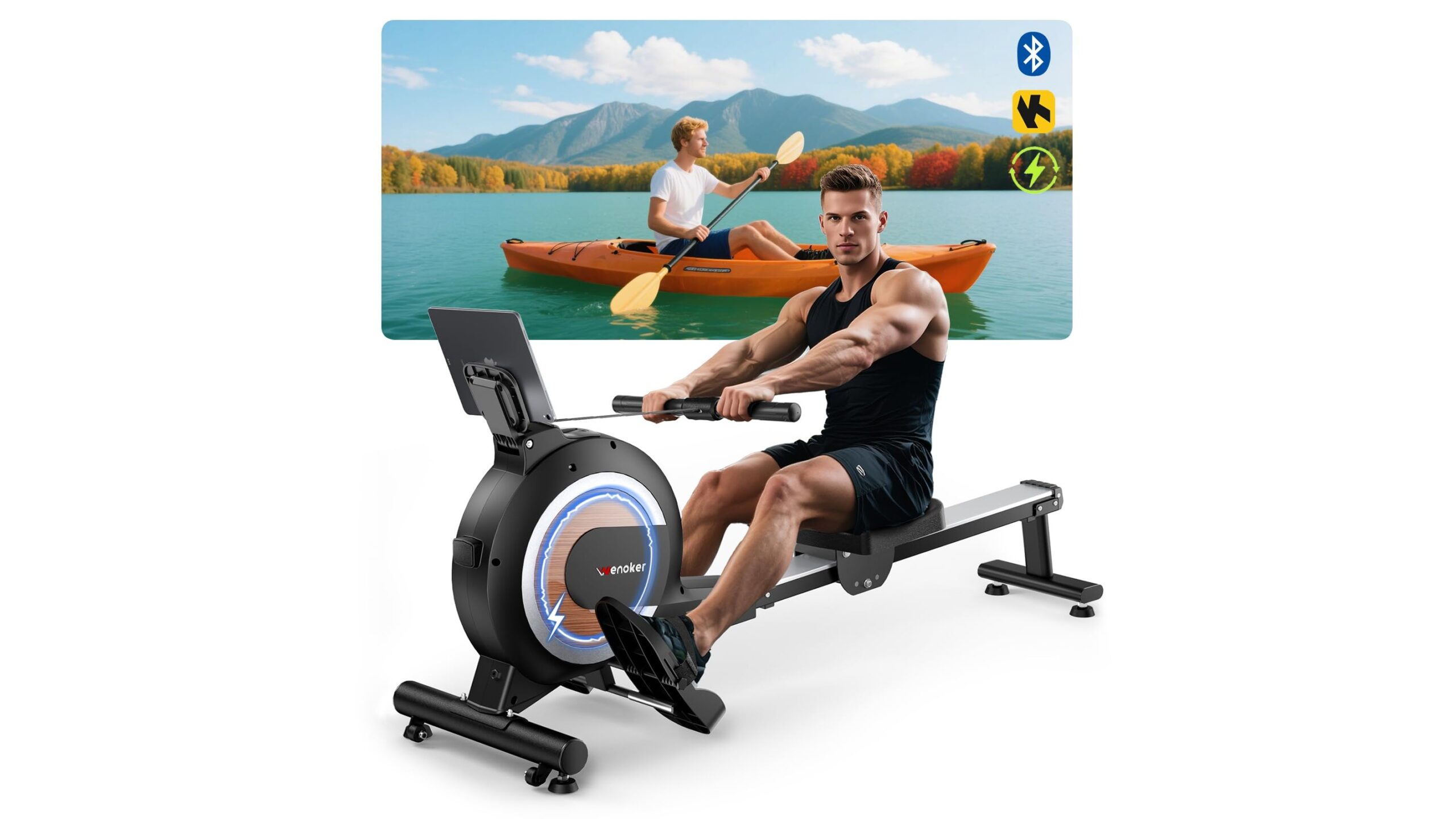 Wenoker magnetic rowing machine, quiet full‑body cardio solution ideal for small home gyms