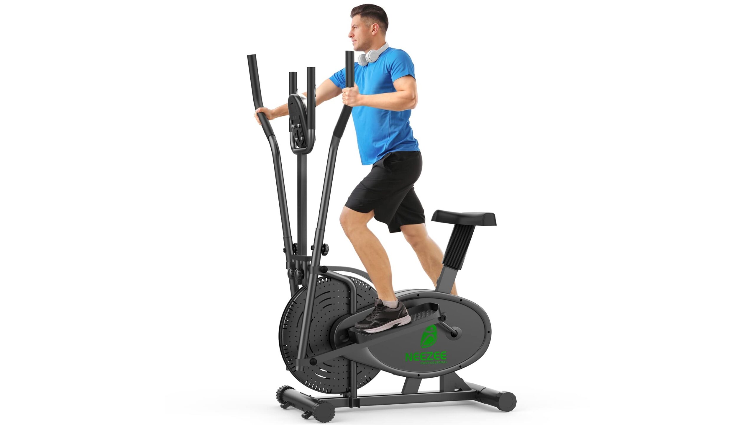 Cross trainer 2 in 1, compact elliptical for full body cardio in your home gym
