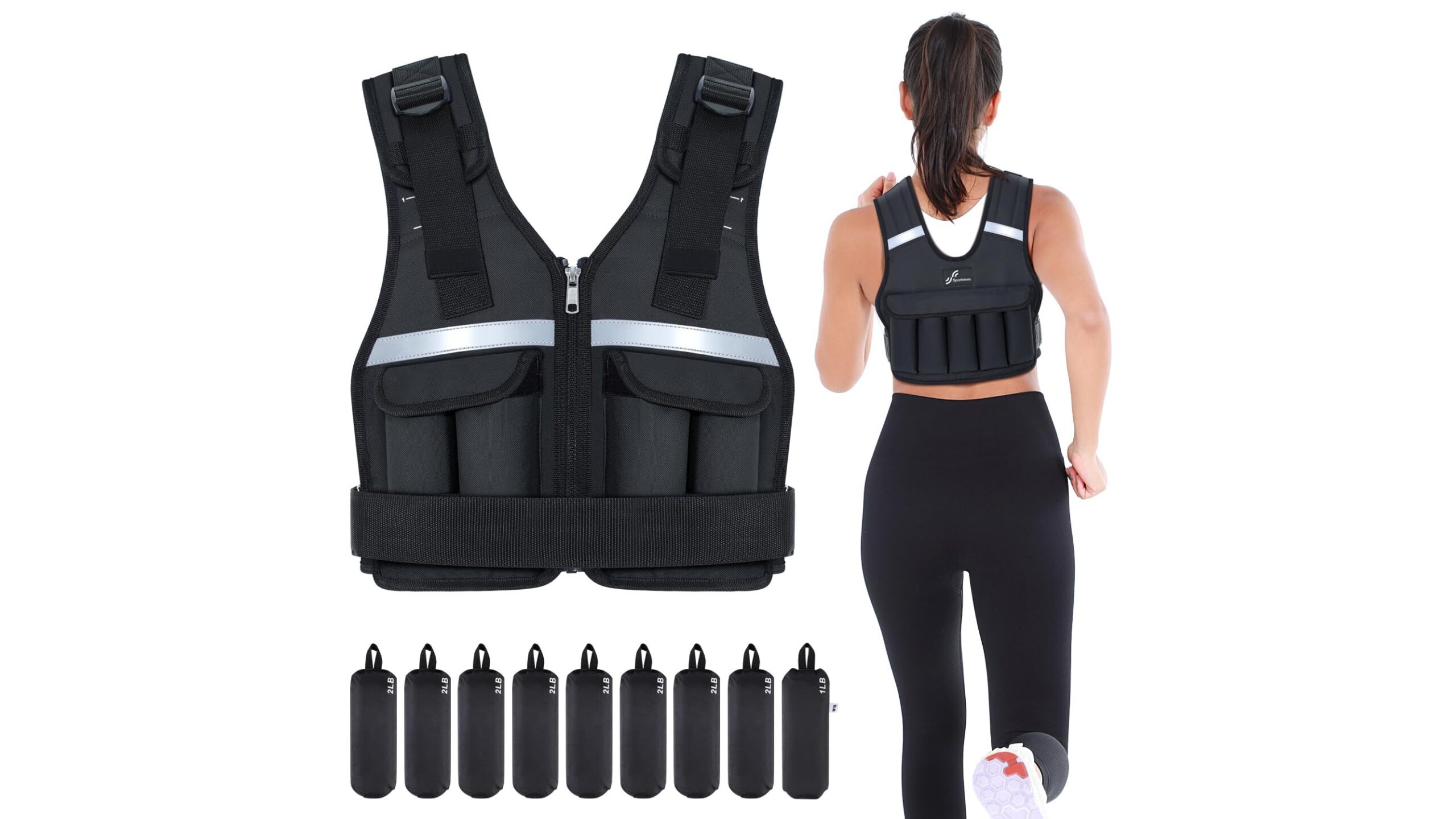 Sportneer adjustable weight vest, flexible load for home walks, runs and bodyweight training