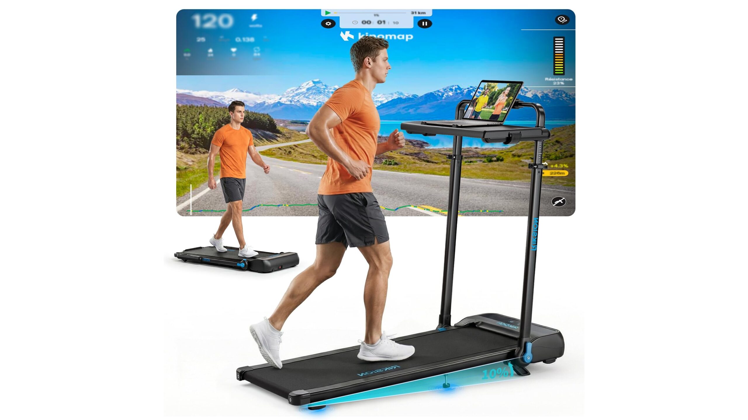 3.0HP treadmills with incline and removable desk, ideal solution for home office fitness on Amazon