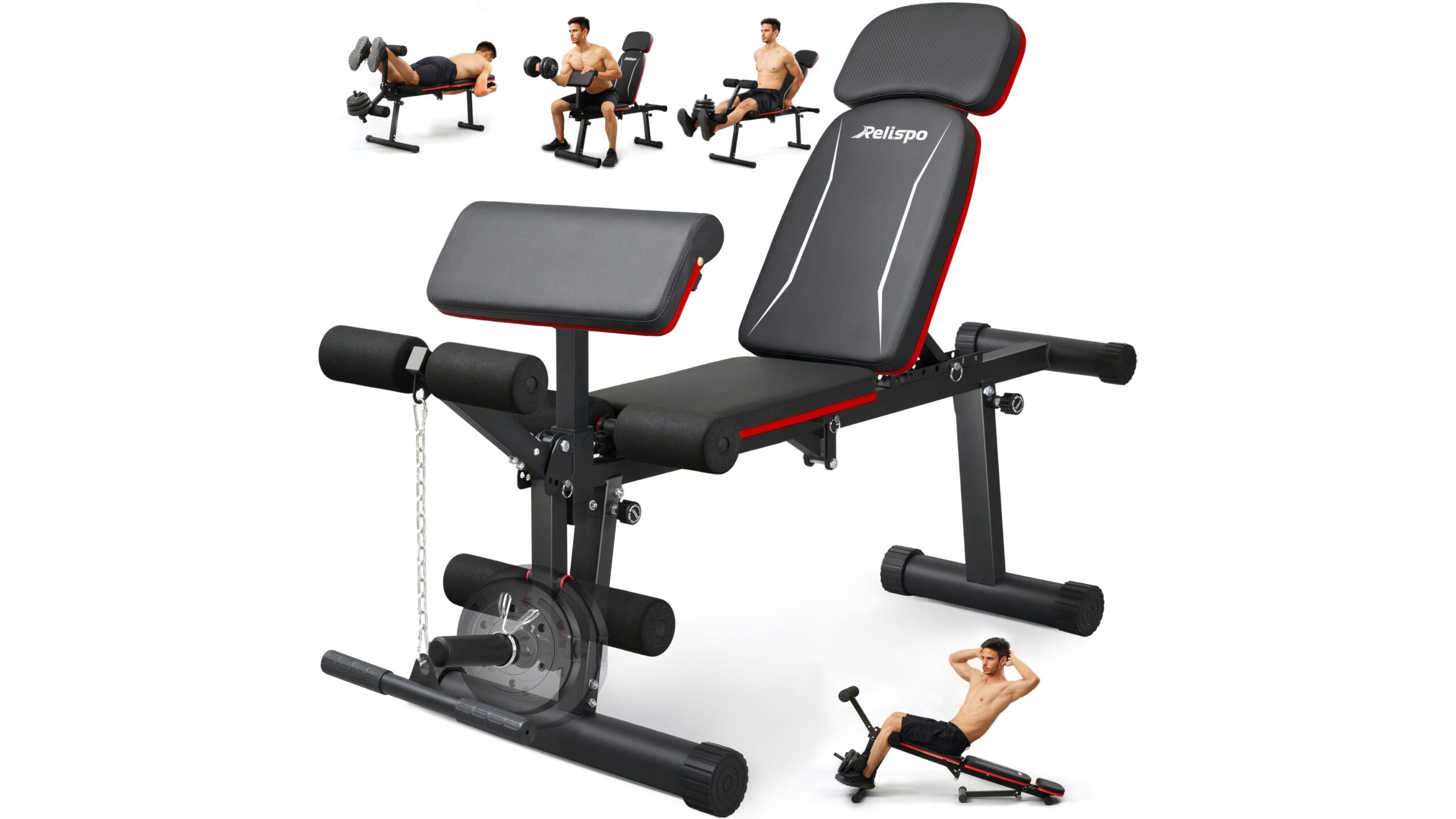 Relispo adjustable weight bench with leg extension, a full body home gym bench on Amazon