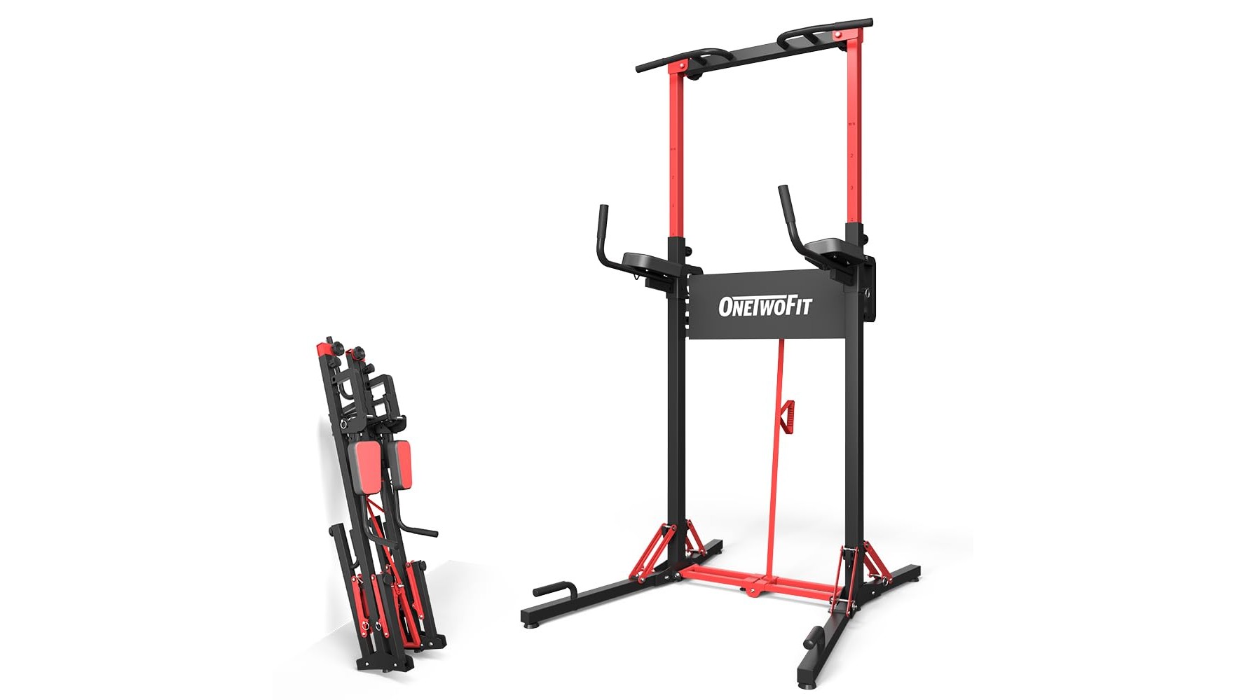 ONETWOFIT power tower pull up bar station, a versatile strength hub for compact home gyms on Amazon