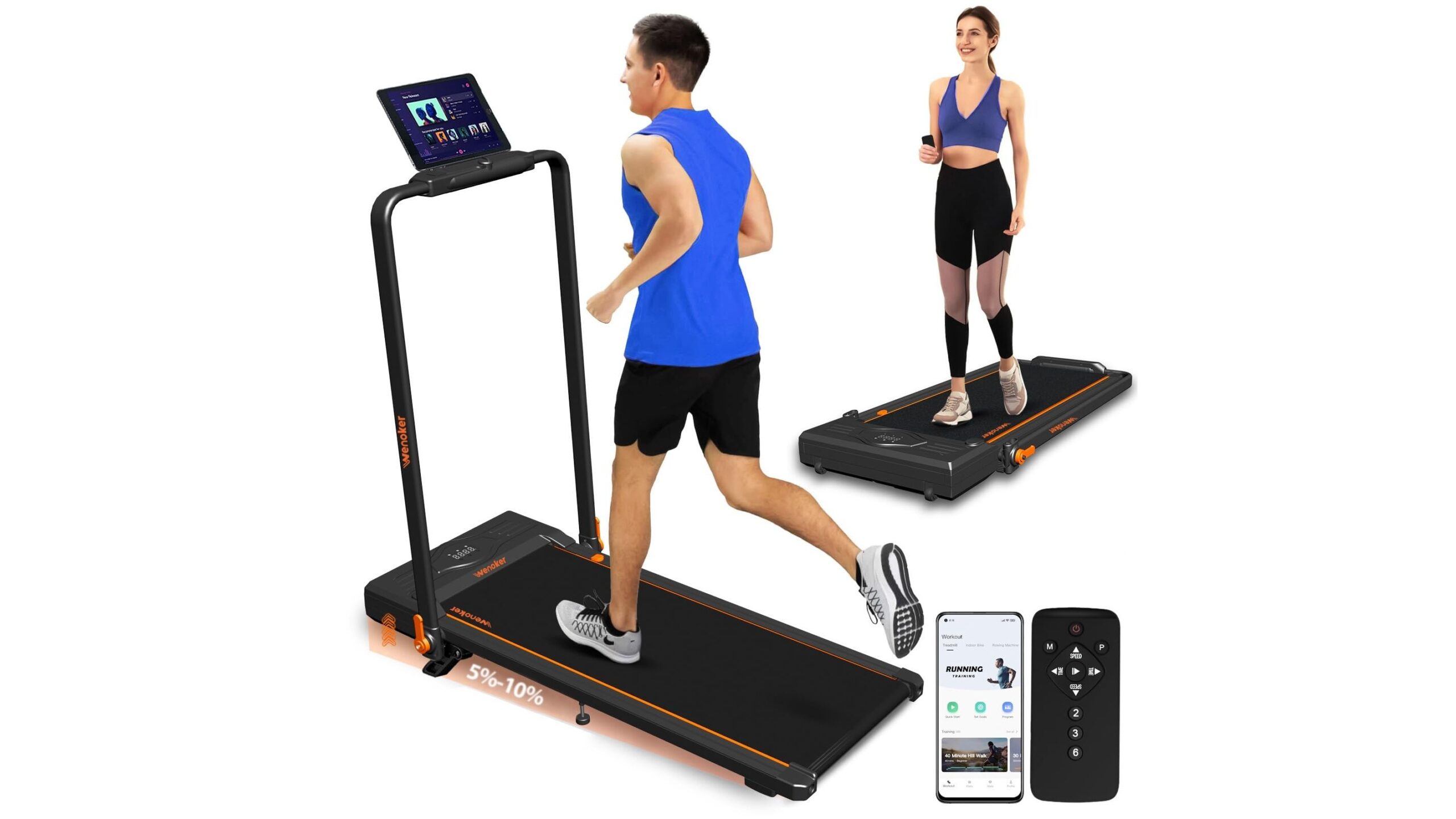 Treadmills foldable with 10% incline and app, a home running machine on Amazon for work and training