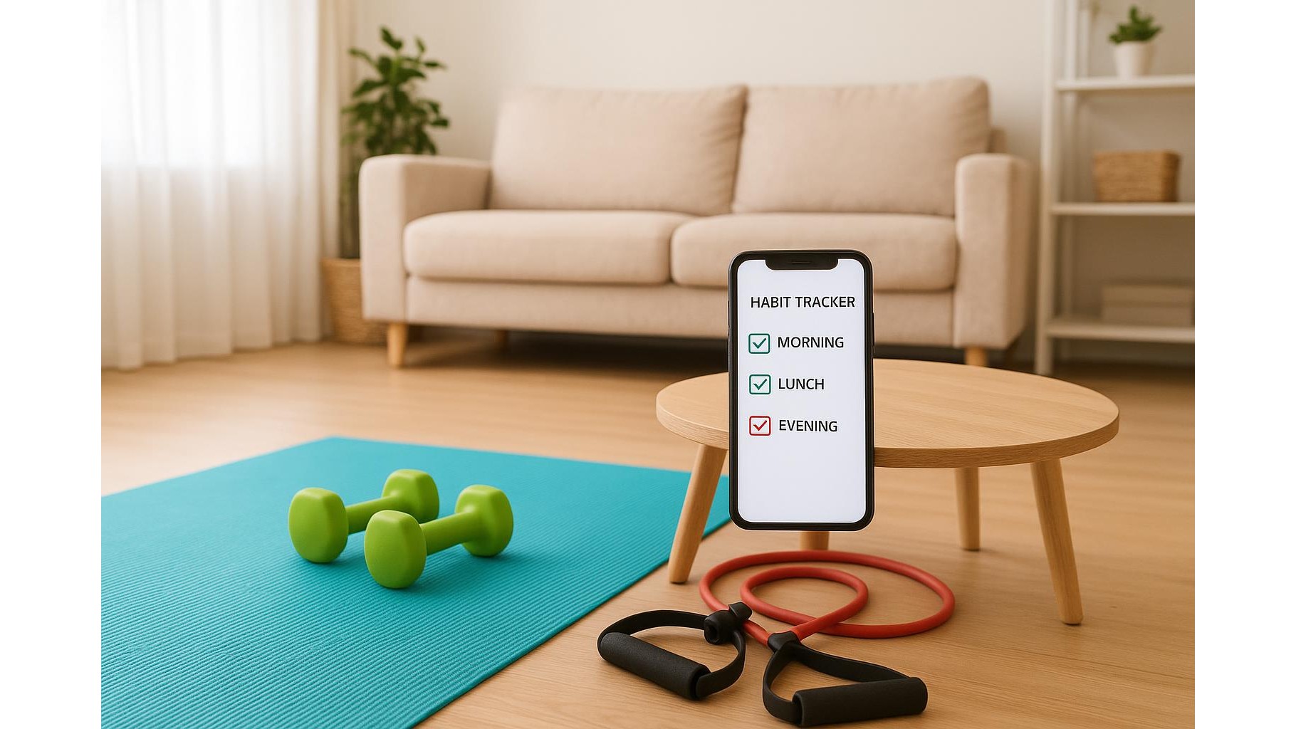 Using simple habit and routine apps to pair home workouts with daily triggers