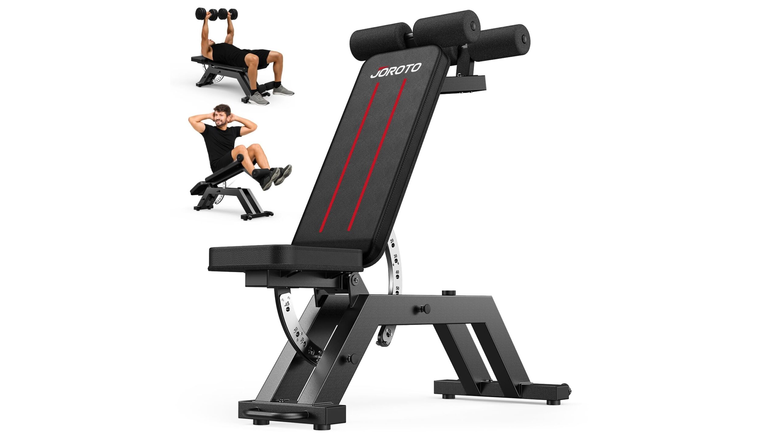 JOROTO MD70 weight bench for home gyms, a heavy-duty adjustable bench with a smart footprint on Amazon