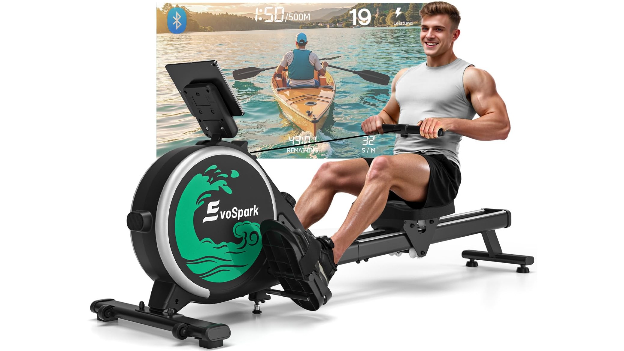 EvoSpark magnetic rowing machine for home gym, top pick for quiet full-body training on Amazon