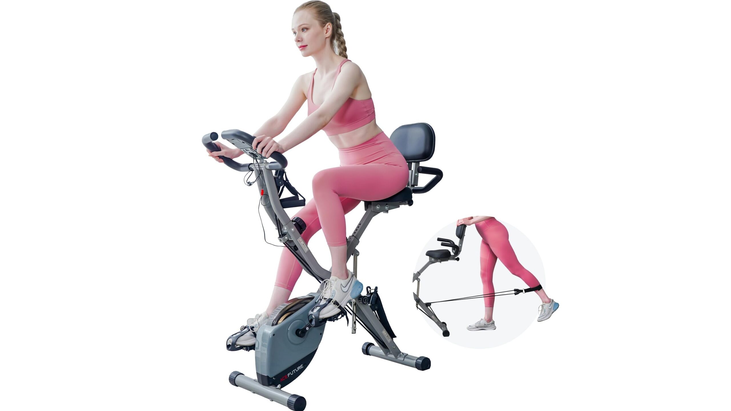 AceFuture 4-in-1 exercise bike, folding solution for cardio and light strength at home