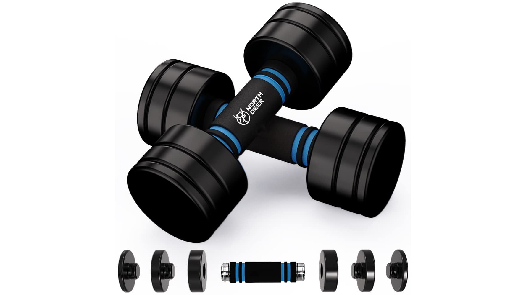 Northdeer steel dumbbells, ultra-compact adjustable weights for a tidy home gym