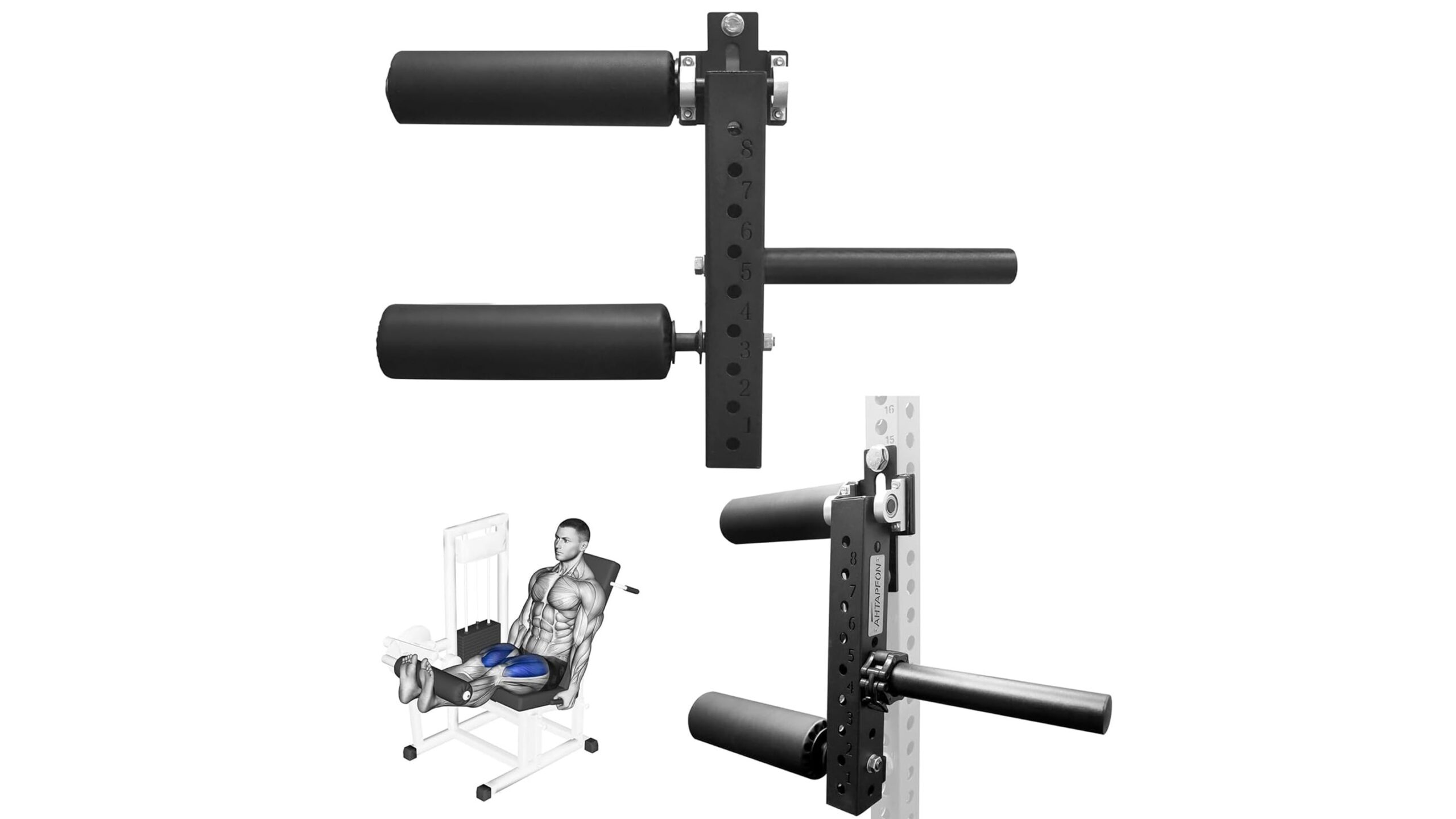 AHTAPFON leg extension attachment, upgrade your squat rack with a versatile home gym add-on