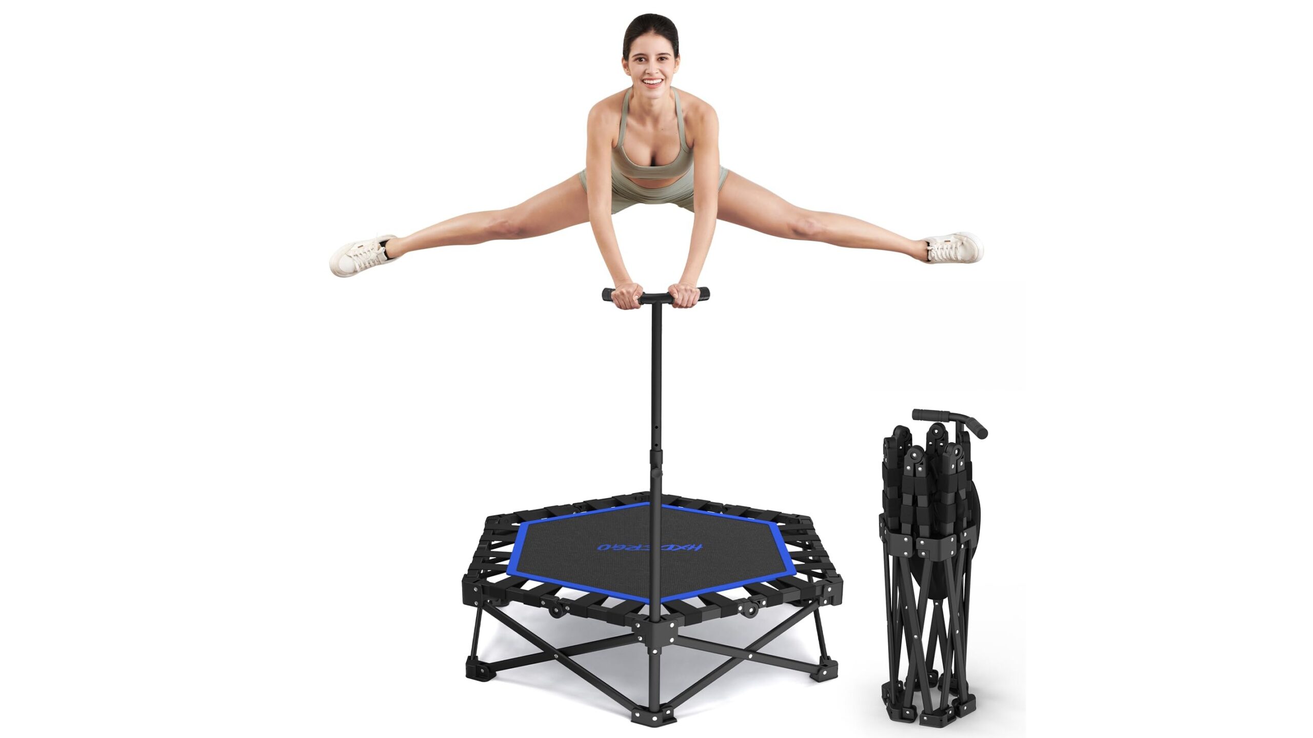 HXD-ERGO foldable mini rebounder trampoline, a ready-to-use indoor cardio option at a sharp Amazon price