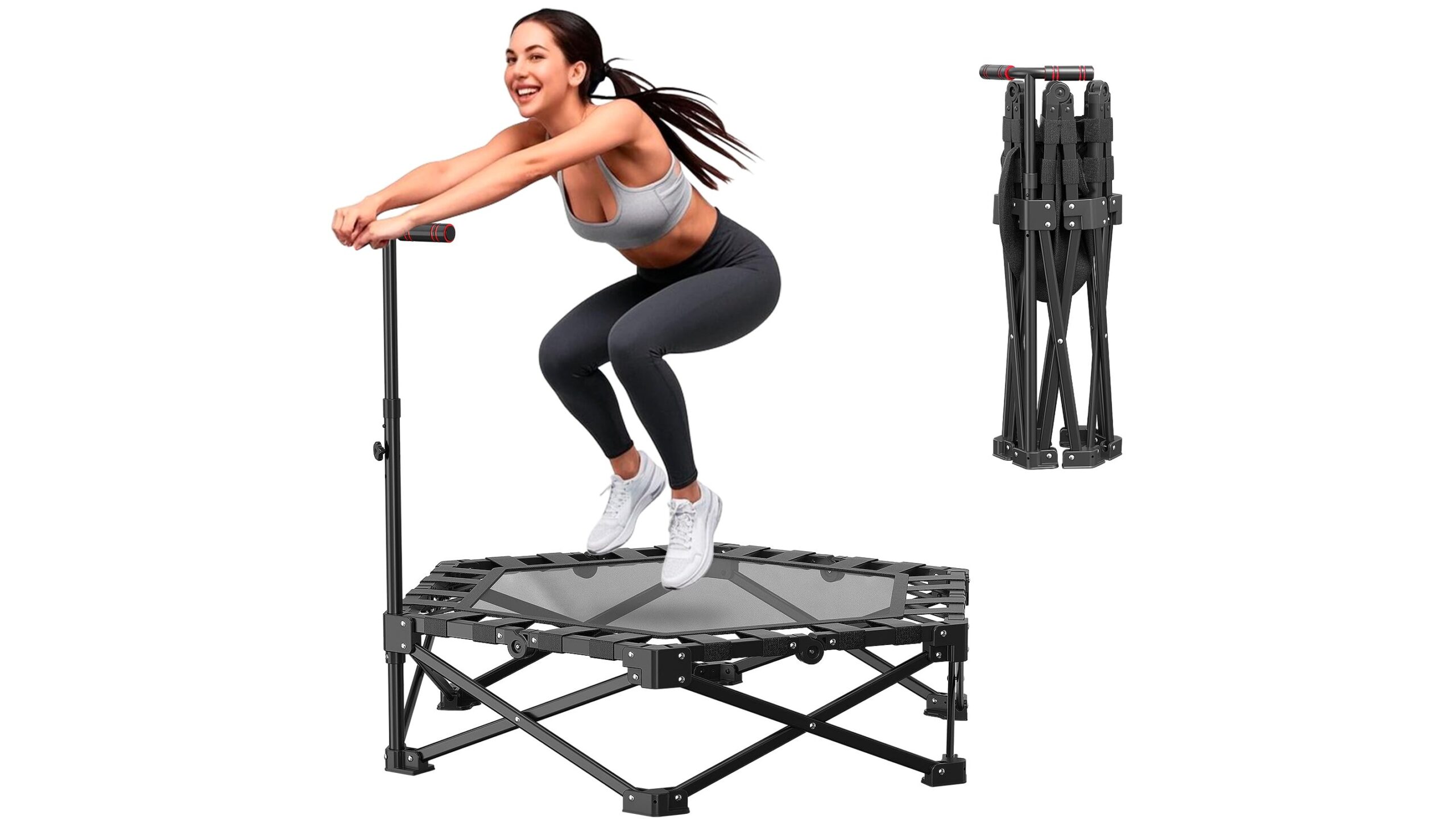 Foldable trampoline for adults 42” rebounder, low impact cardio for small homes on Amazon
