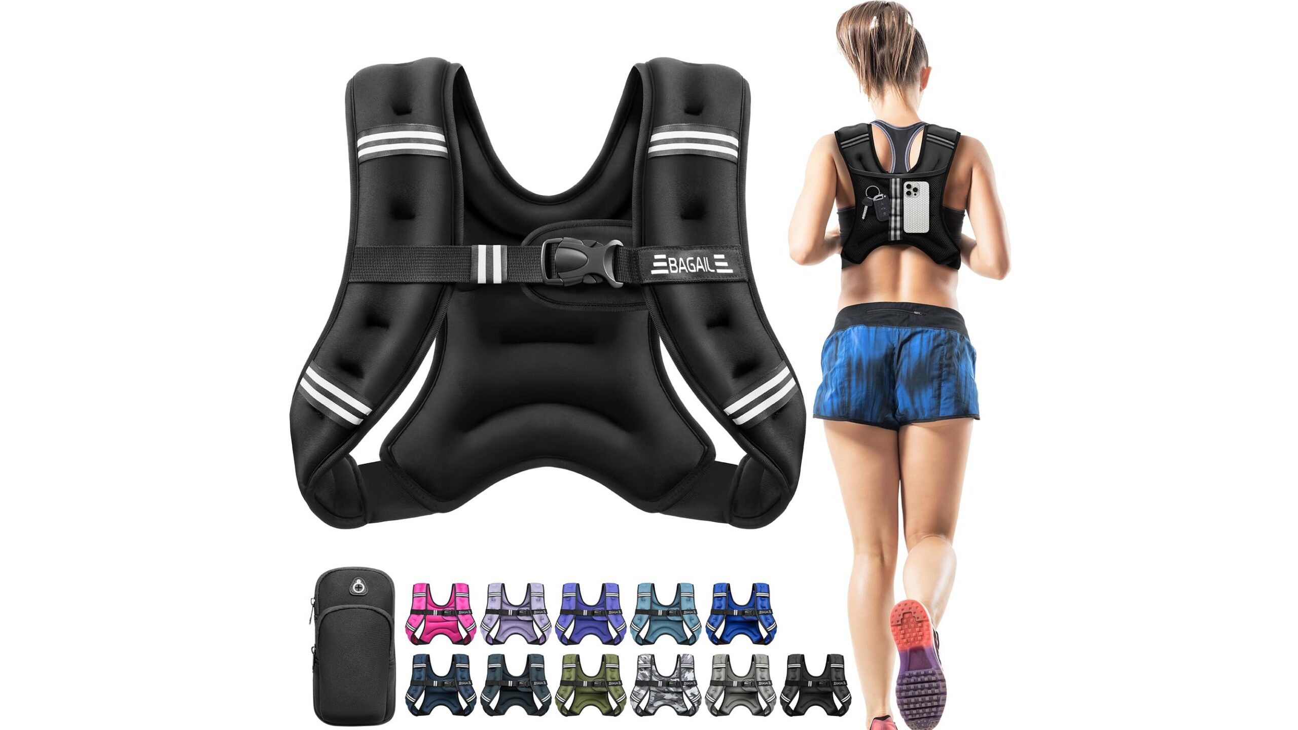 BAGAIL weighted vest for strength training, add intensity to home workouts with an adjustable fit