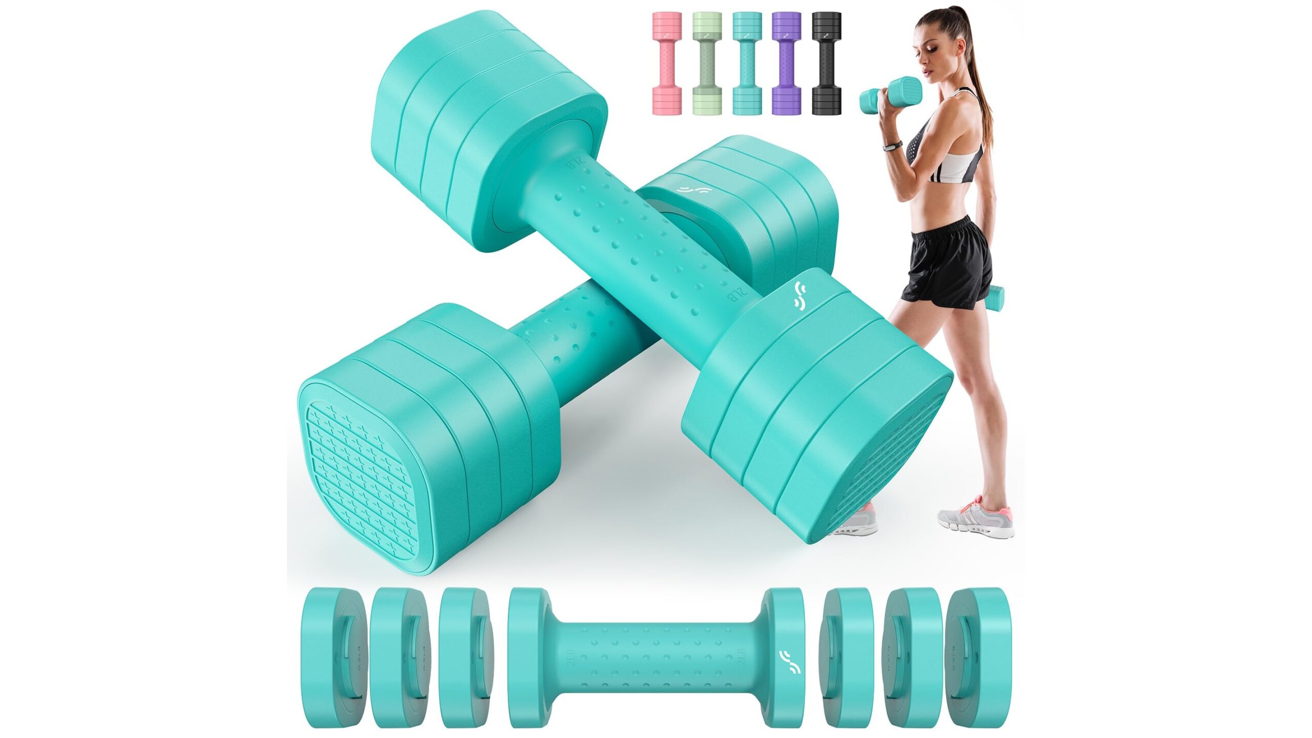 Sportneer adjustable dumbbells set for women, a colourful starter kit for home toning on Amazon