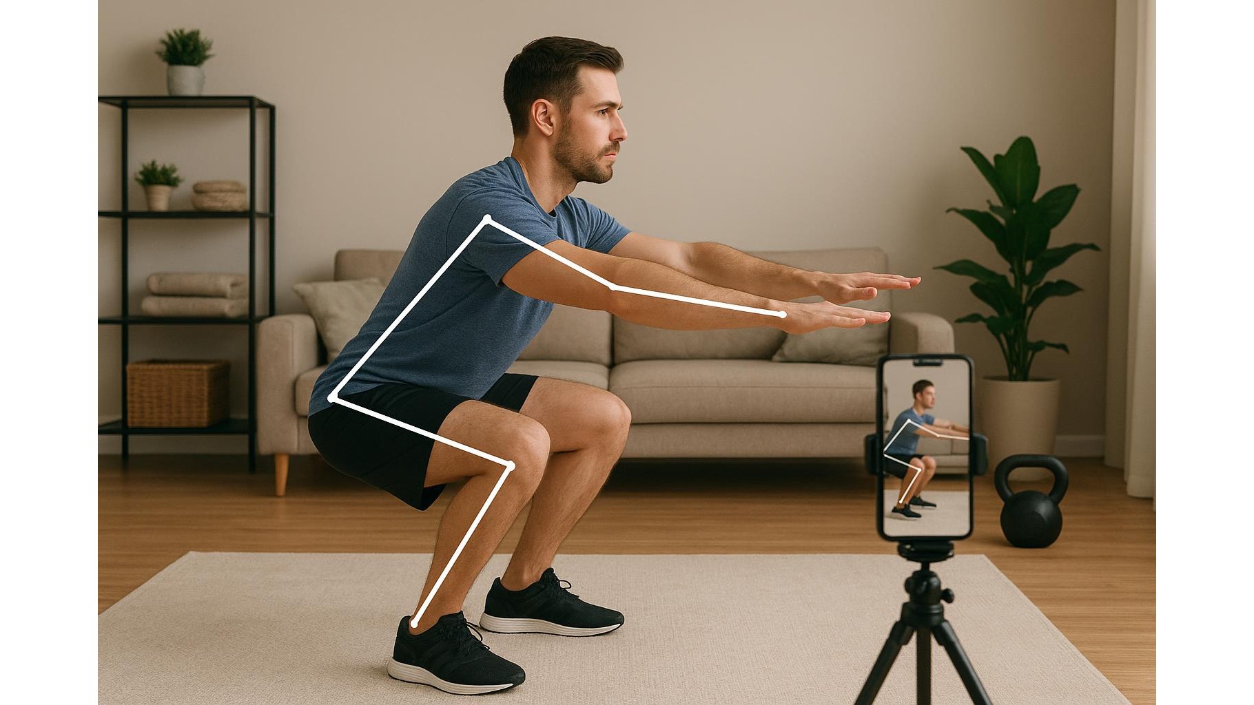 Using basic posture and movement apps to refine your form in home workouts