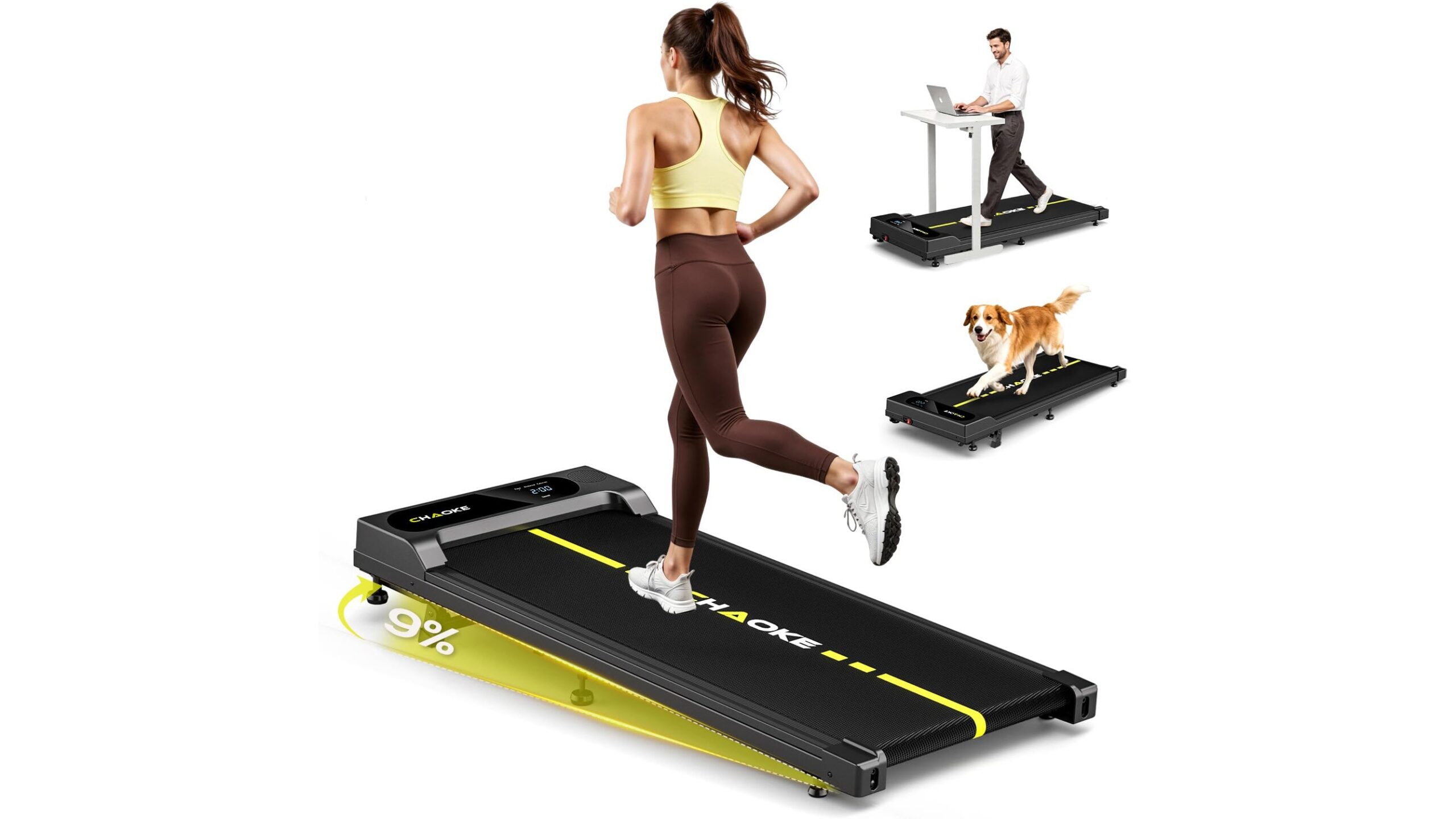 CHAOKE walking pad with incline, a space-saving under-desk treadmill for home and office