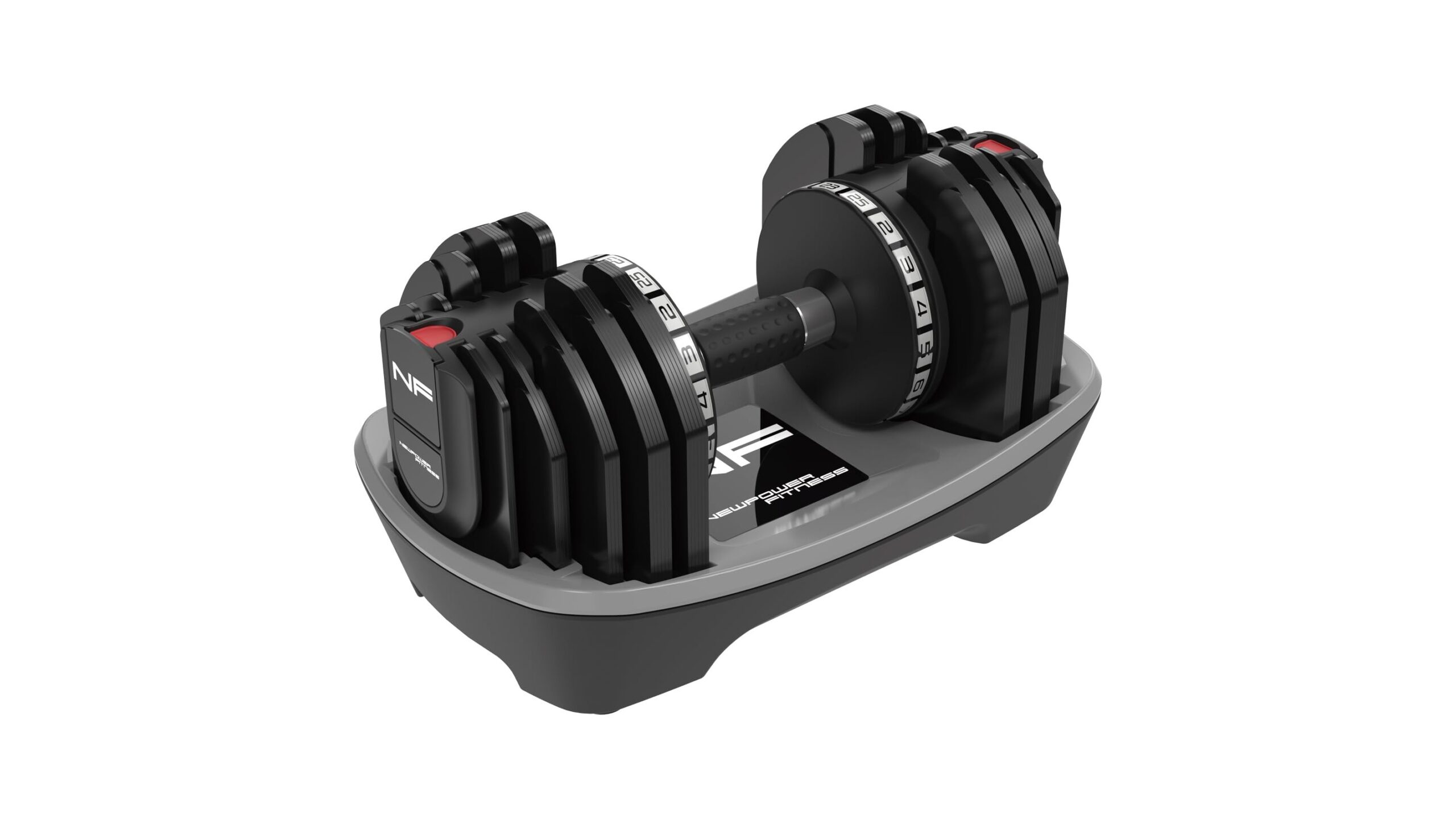 Newpower Fitness adjustable dumbbell set, 18-in-1 space saver for home strength on Amazon