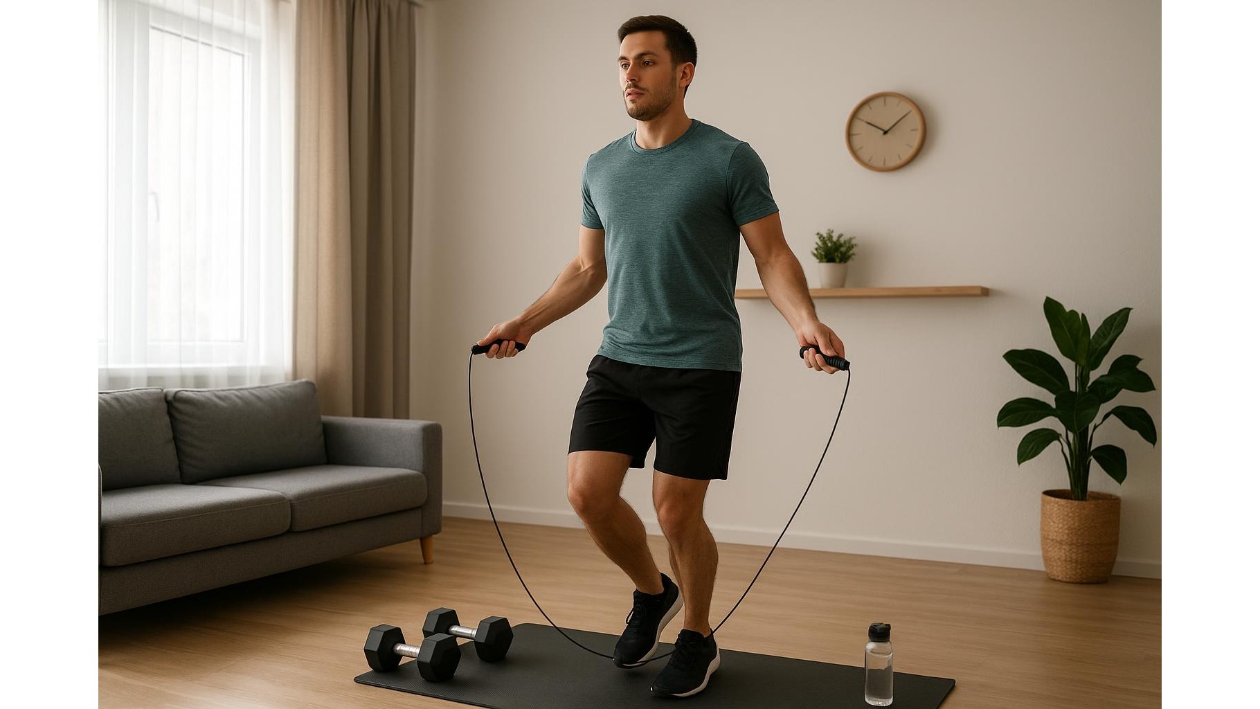 30-minute jump rope and strength circuit for fat loss at home