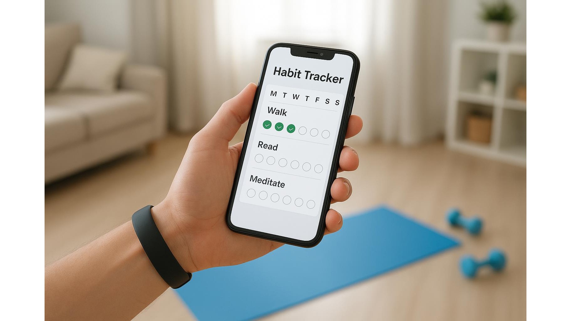 Using simple habit trackers and step counters together for a more active home day