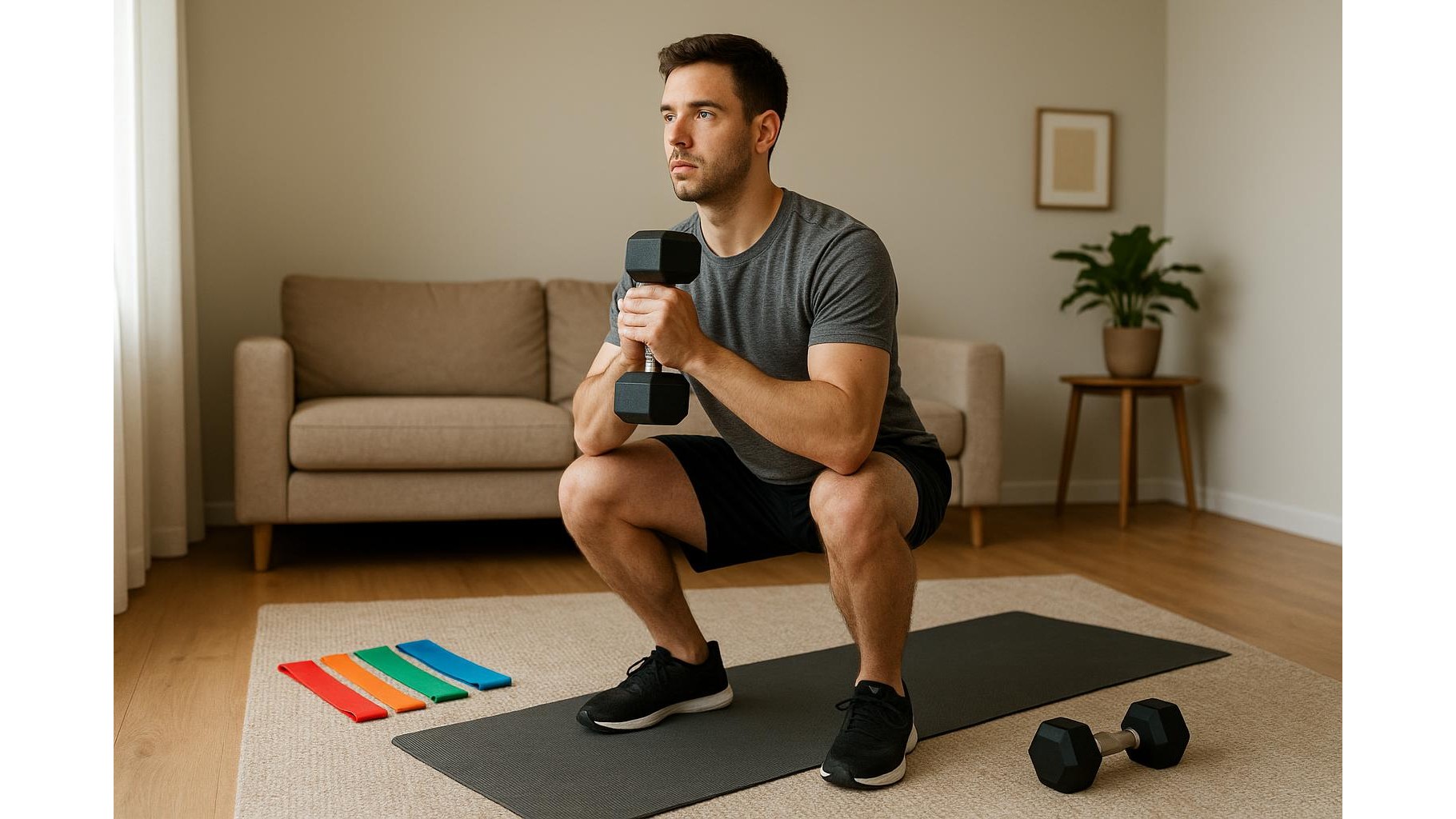 Pyramid training at home: scalable dumbbell and band workout you can do in 40 minutes