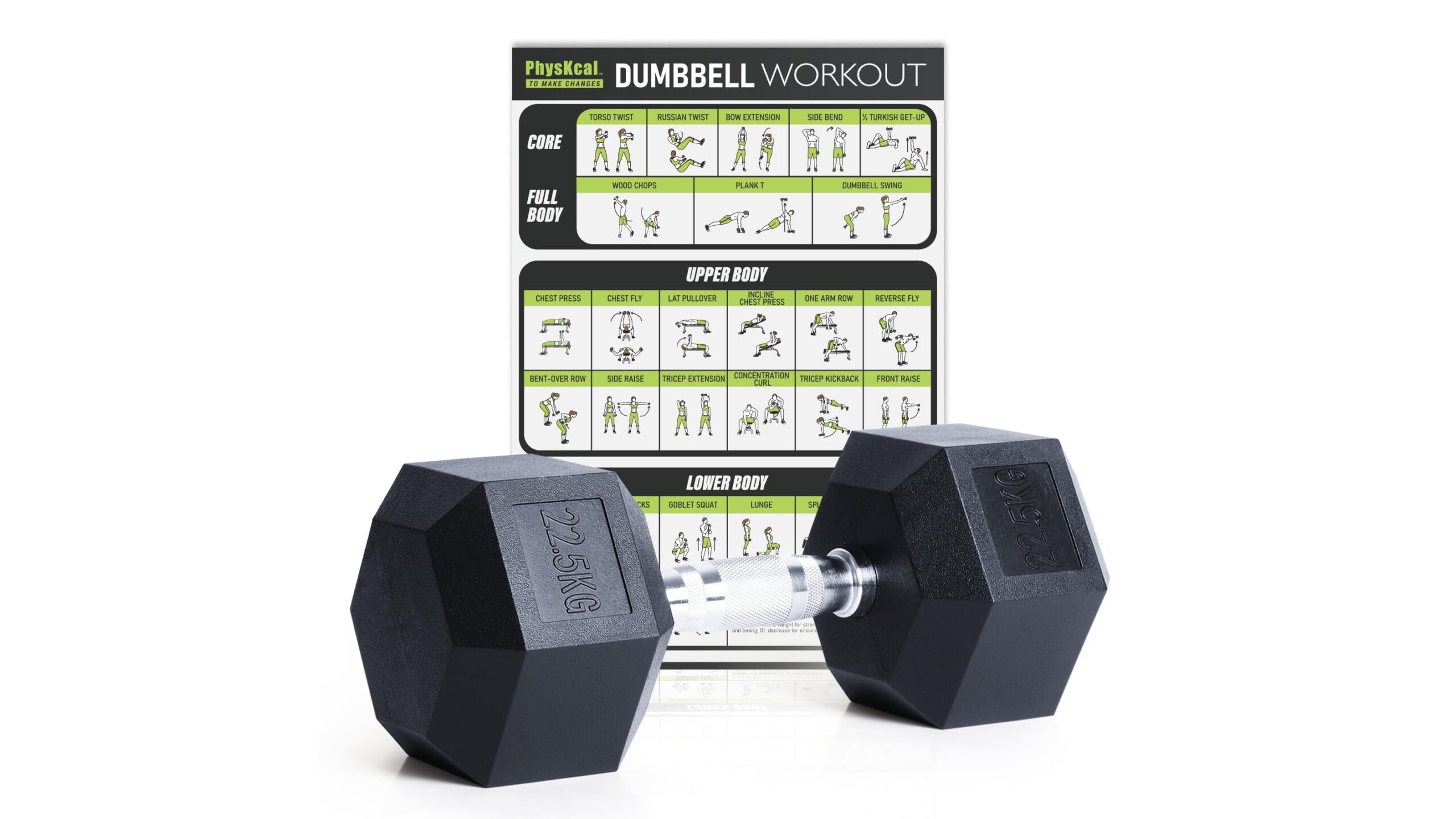 PhysKcal hex dumbbells set, versatile home weights for strength training in Amazon offer