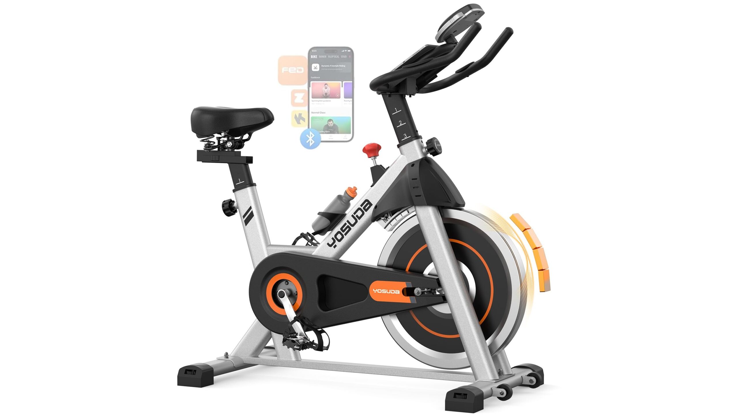 YOSUDA 2025 indoor exercise bike, silent spin bike for home workouts in promo on Amazon