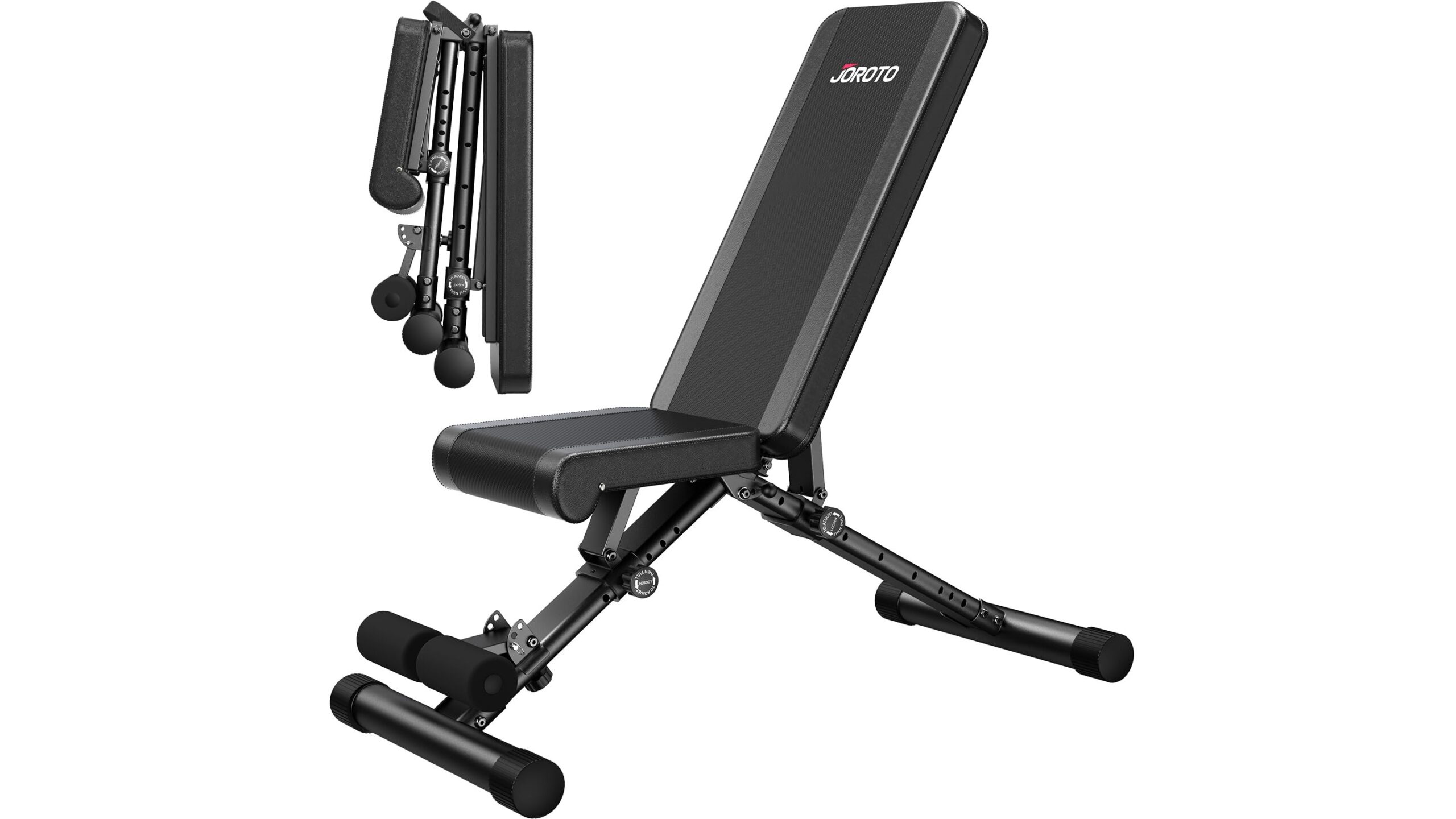 JOROTO MD35 adjustable weight bench, foldable home gym bench with heavy load rating in promo on Amazon